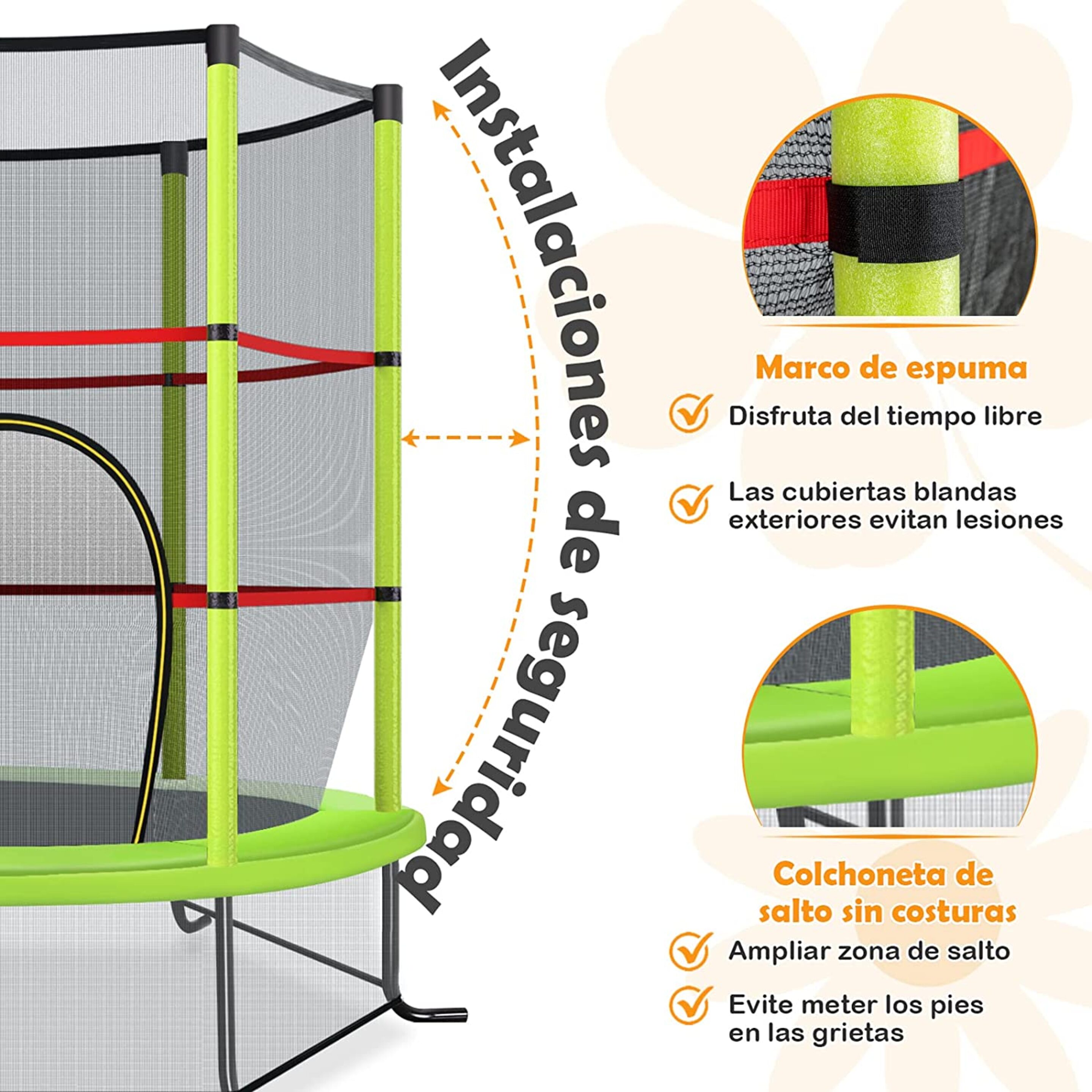 Cama Elástica Con Red De Seguridad Costway 165 Cm