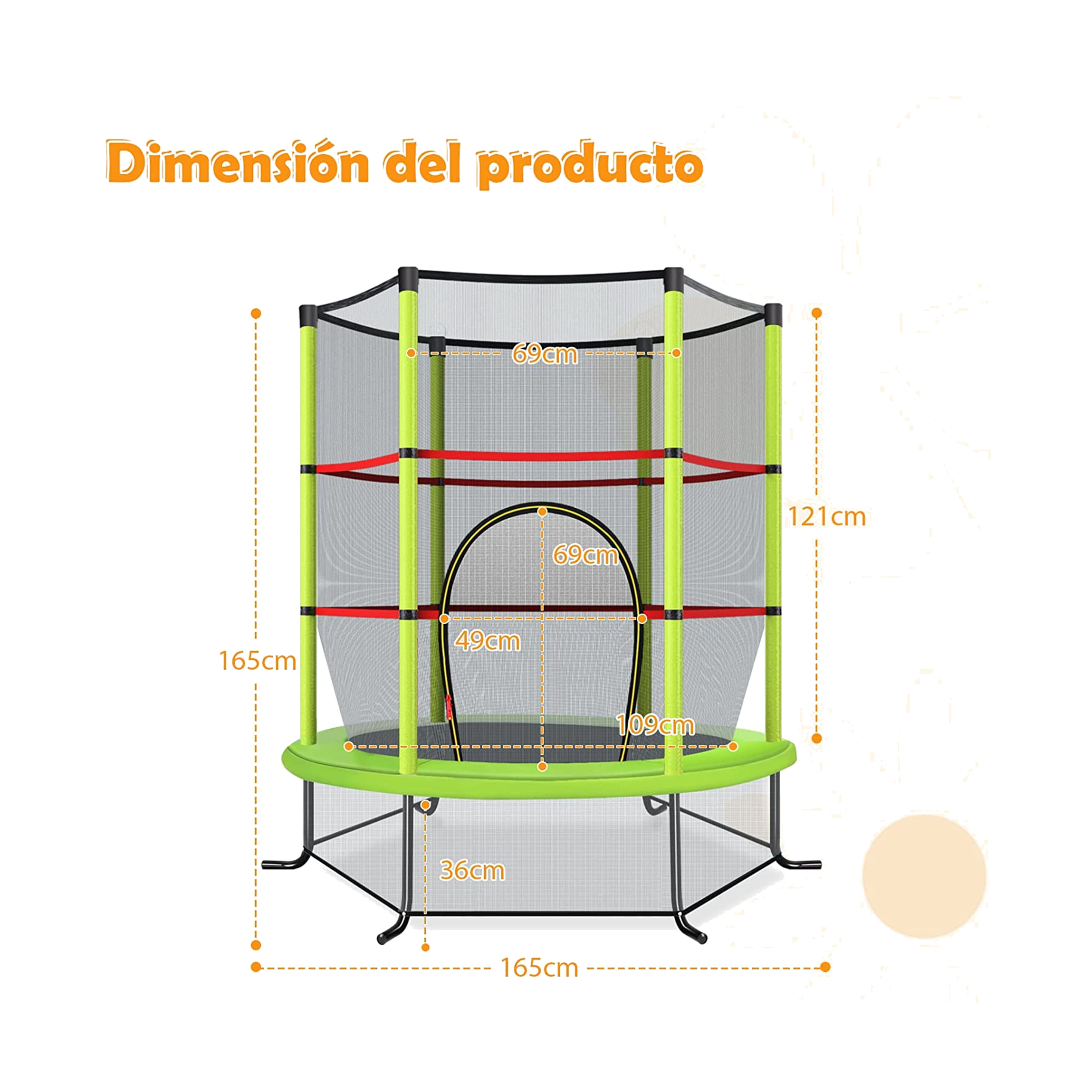 Cama Elástica Con Red De Seguridad Costway 165 Cm