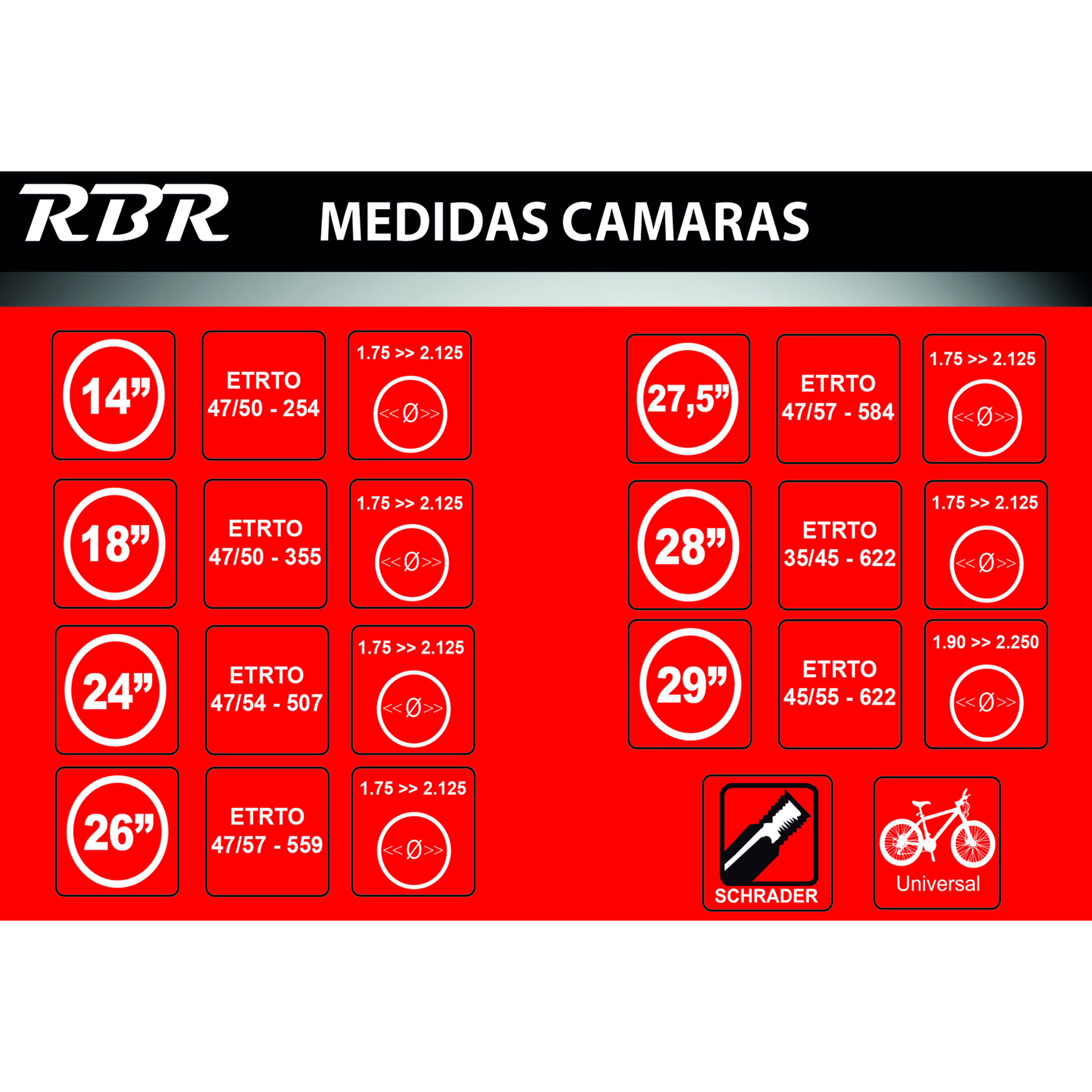 Camara 14" Universal Valvula Schrader