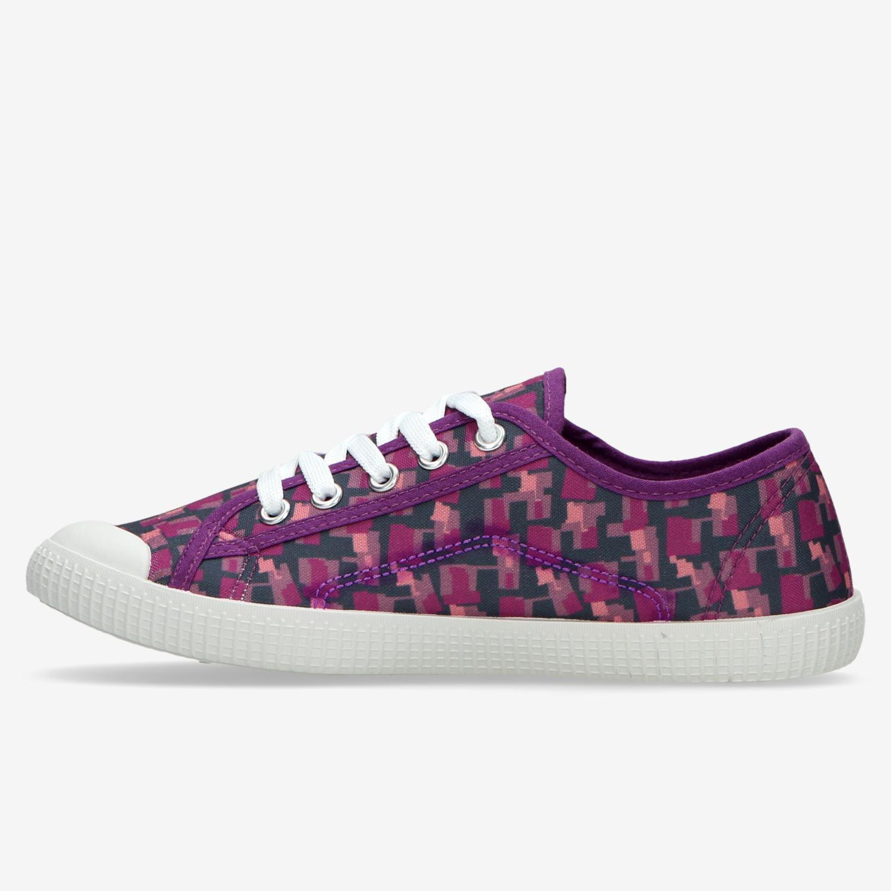 Zapatillas Lona Gris Morado Mujer Up 