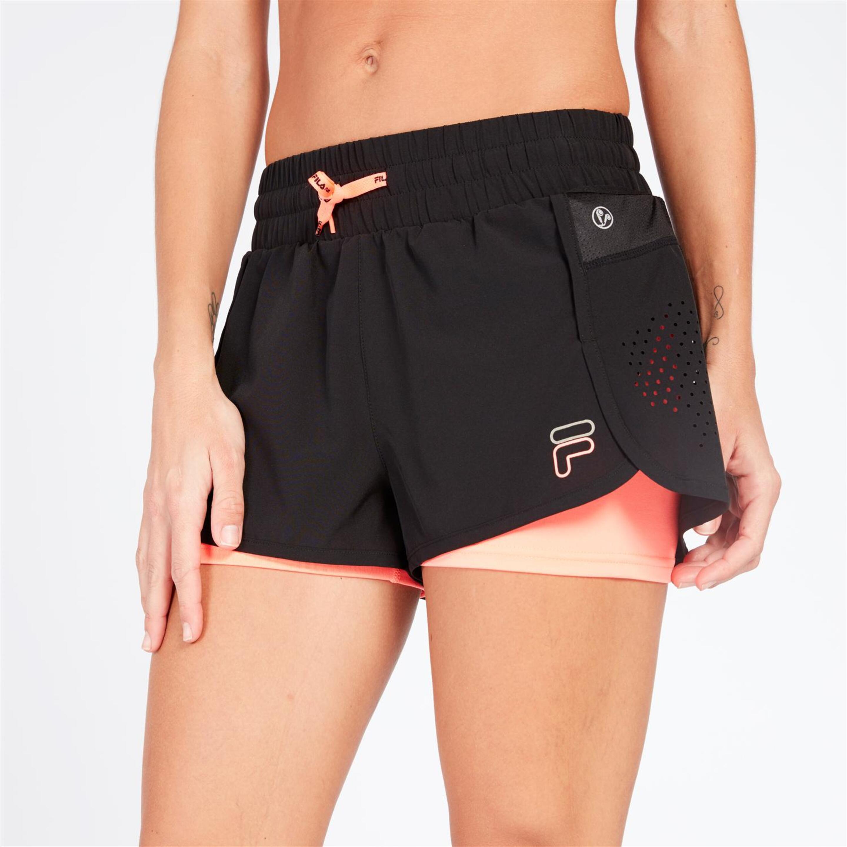 Fila Performance Pantalón Running Malla Negro Rosa Mujer