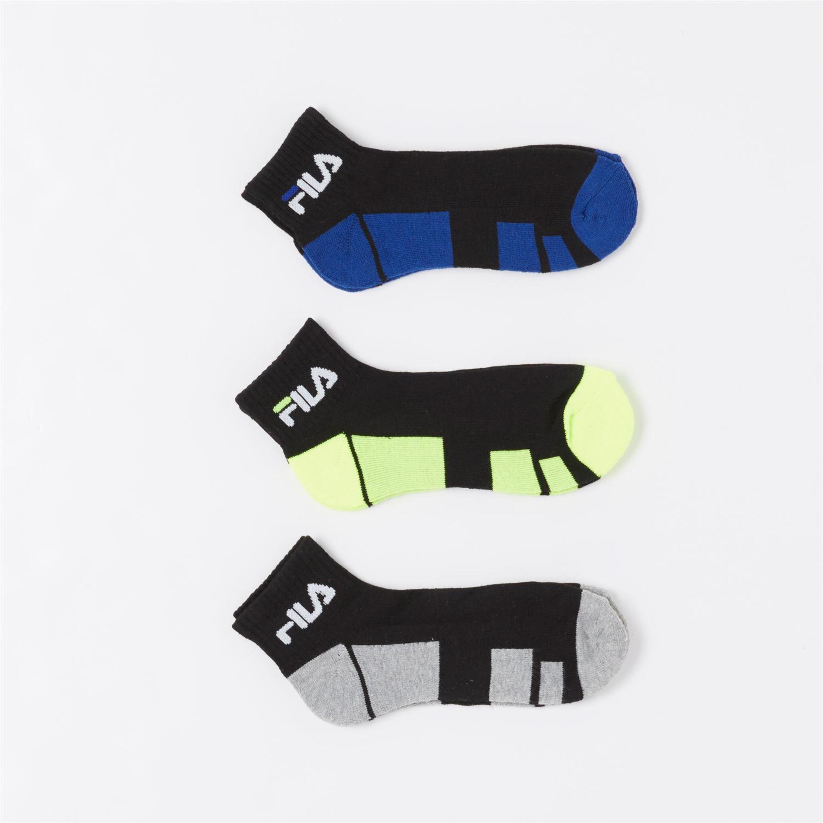 Fila Pack 3 Calcetines Cortos Negro Junior