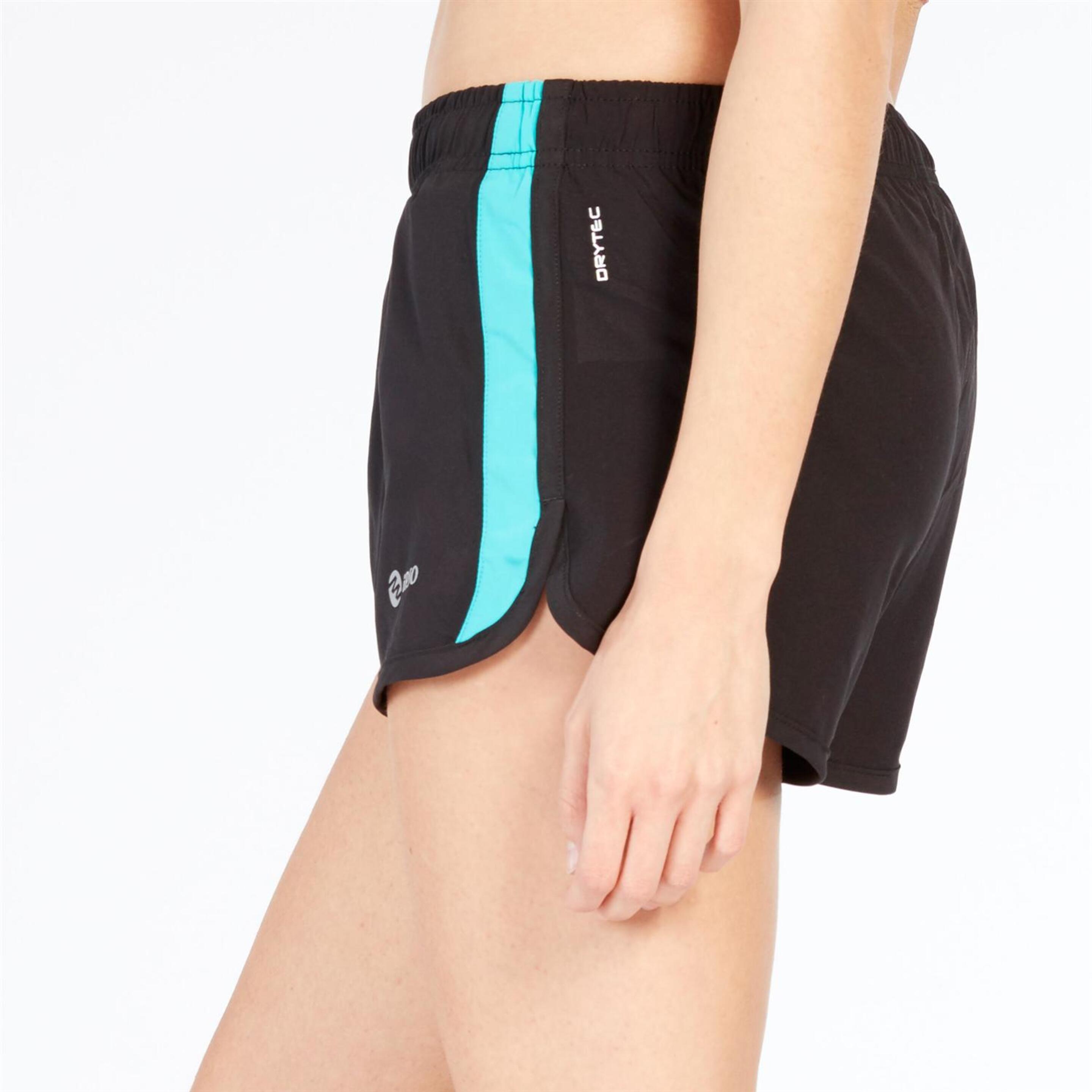 Pantalón Corto Running Negro Turquesa Mujer Ipso Combi