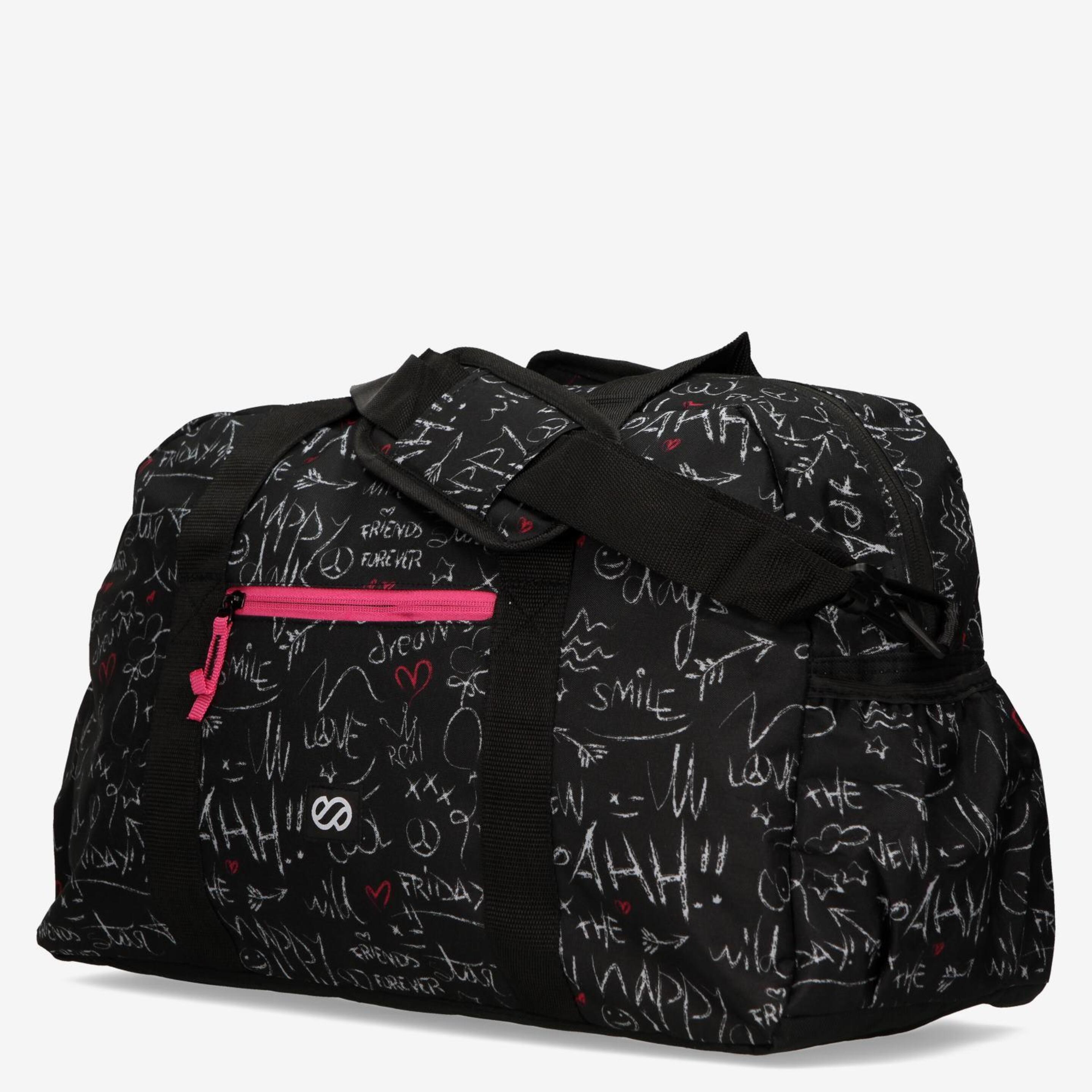 Bolsa Deporte Negra Fucsia Silver