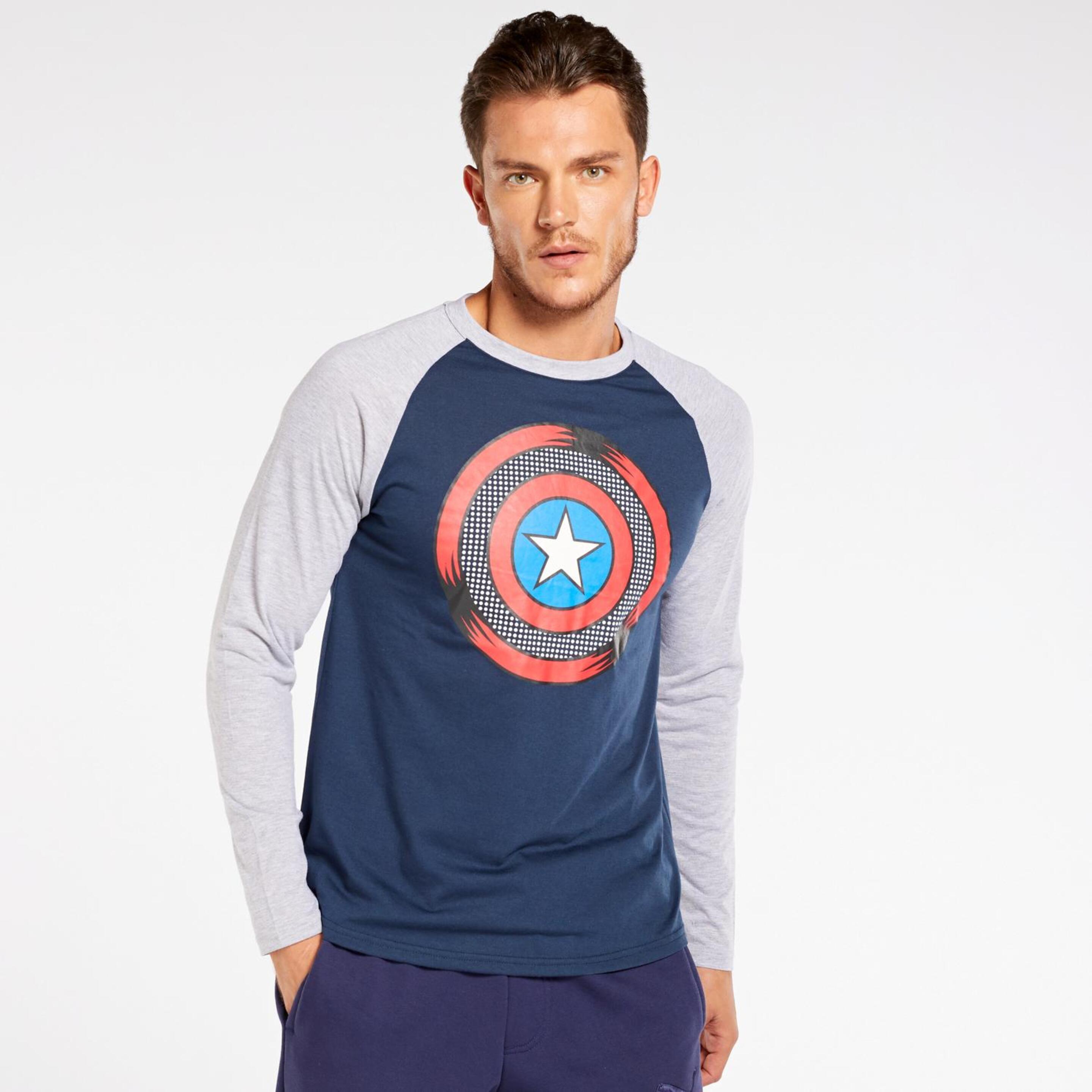 0av-di Marvel Cro Camiseta M/l Alg. Cap. America