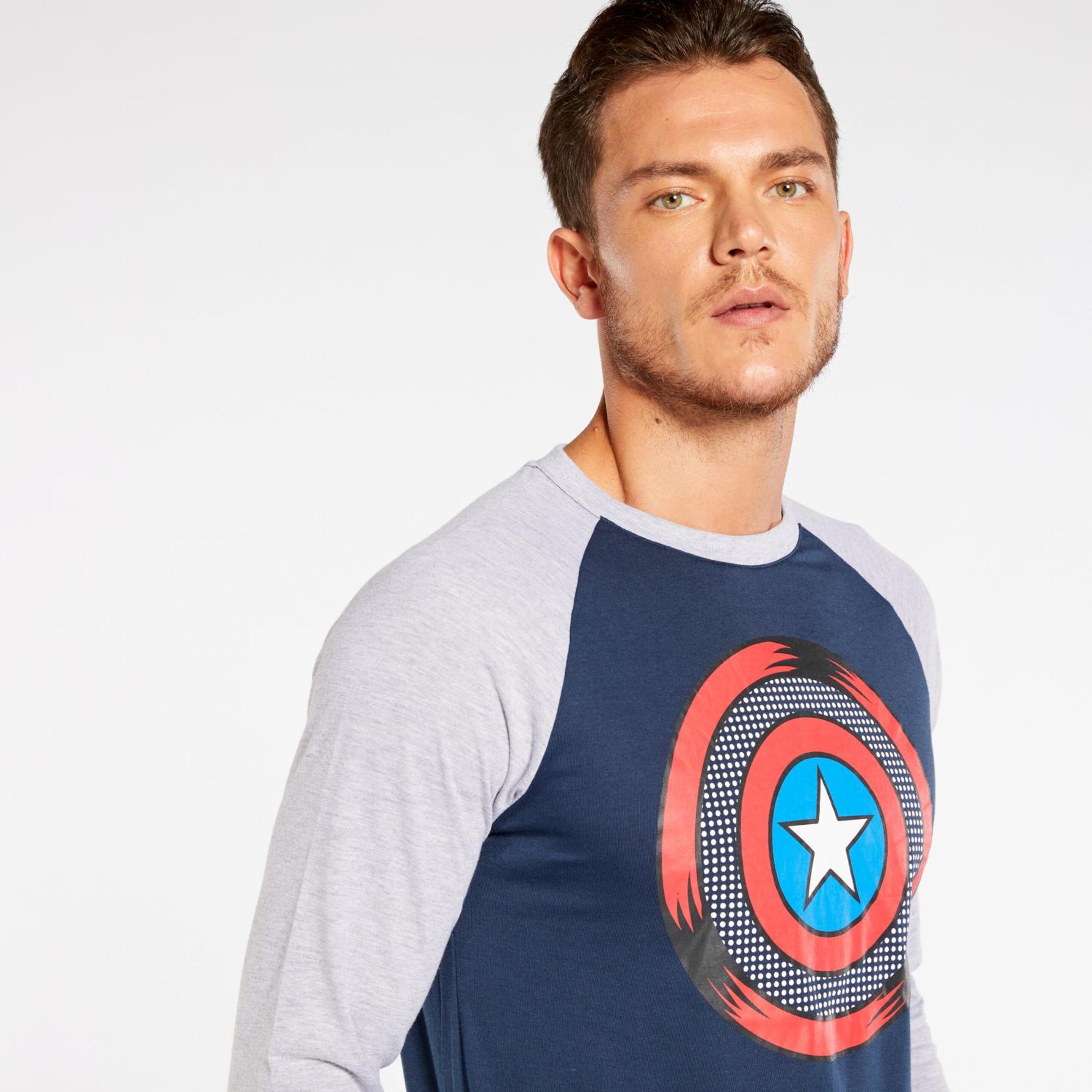 0av-di Marvel Cro Camiseta M/l Alg. Cap. America