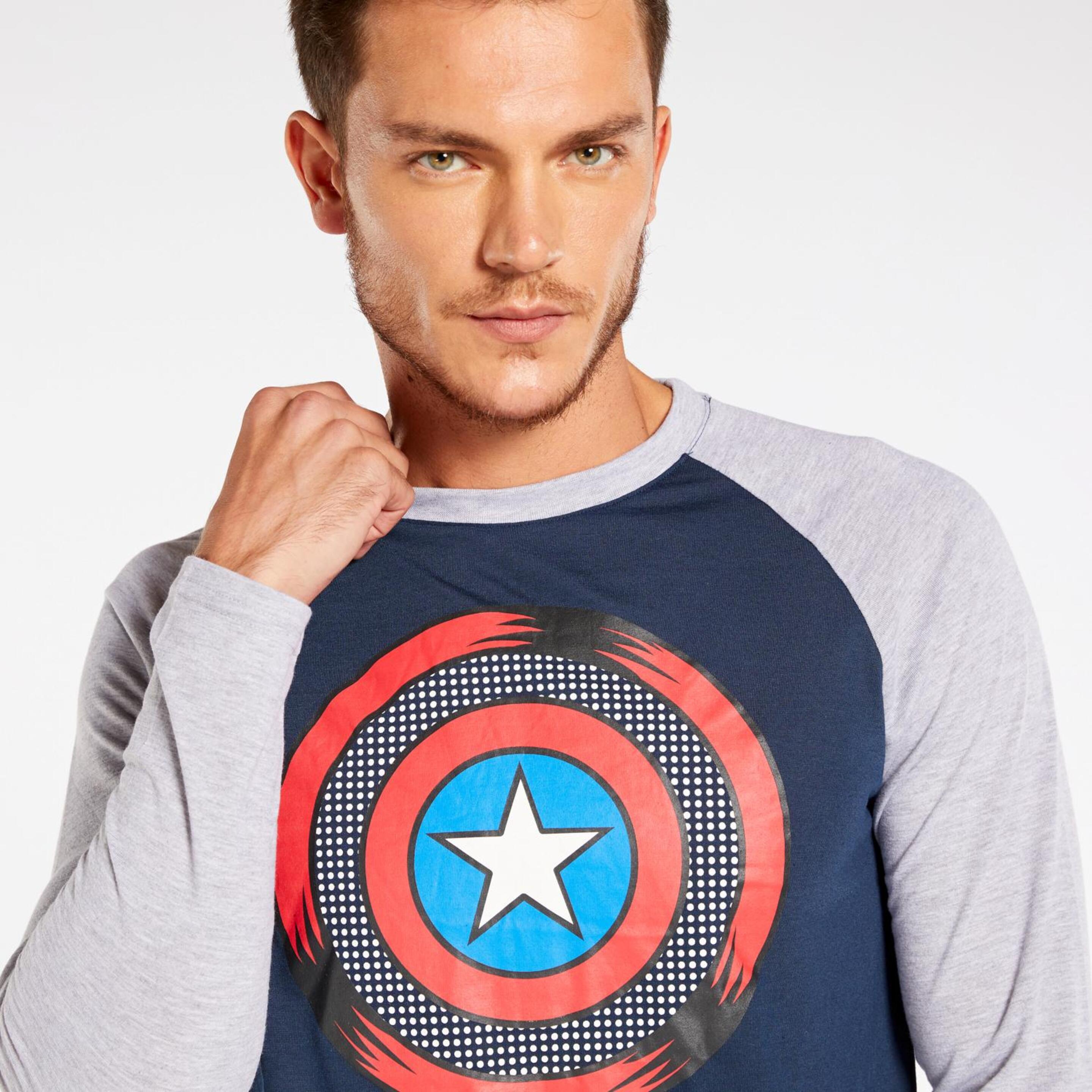 0av-di Marvel Cro Camiseta M/l Alg. Cap. America