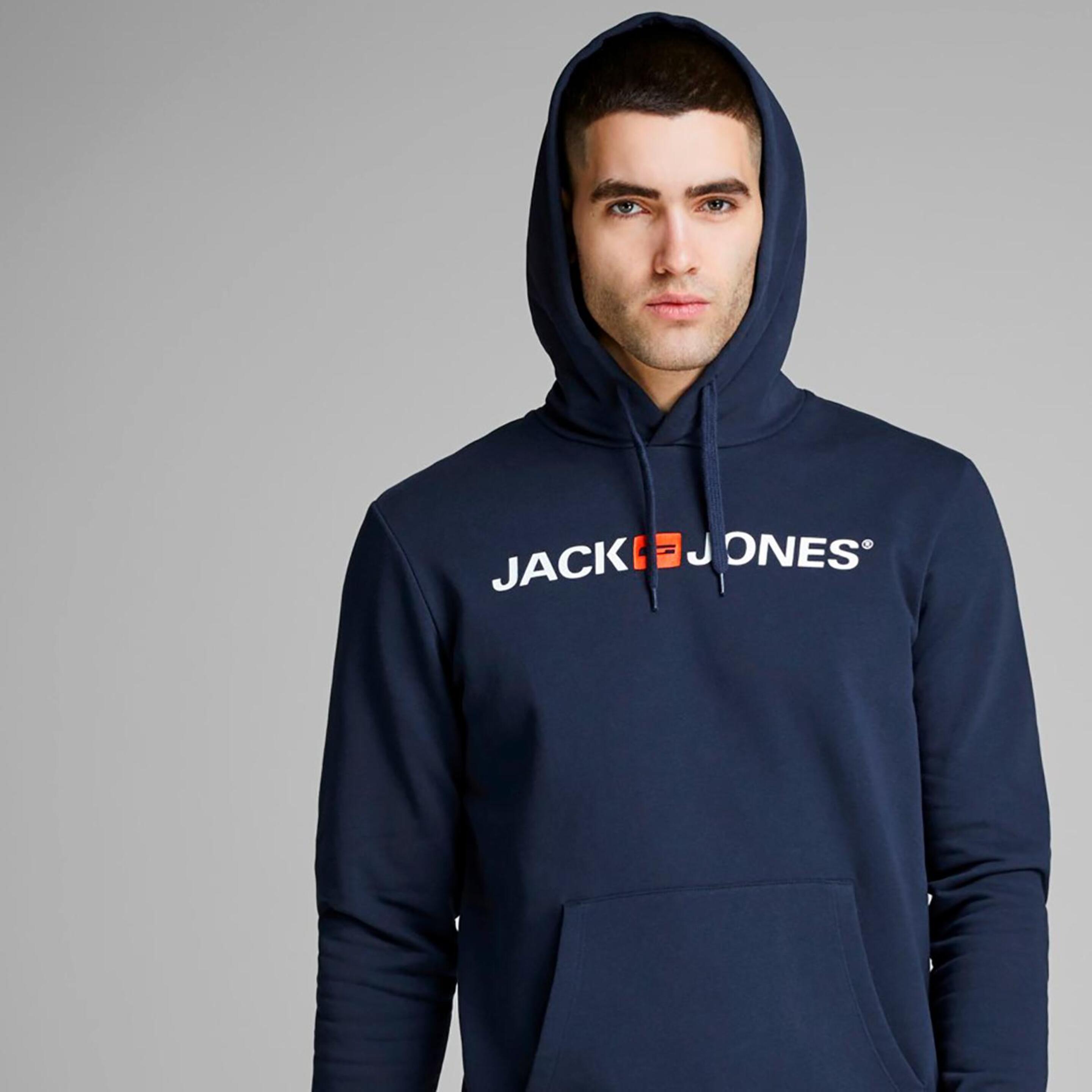 Jack & Jones Logo - azul - Sudadera Capucha Hombre