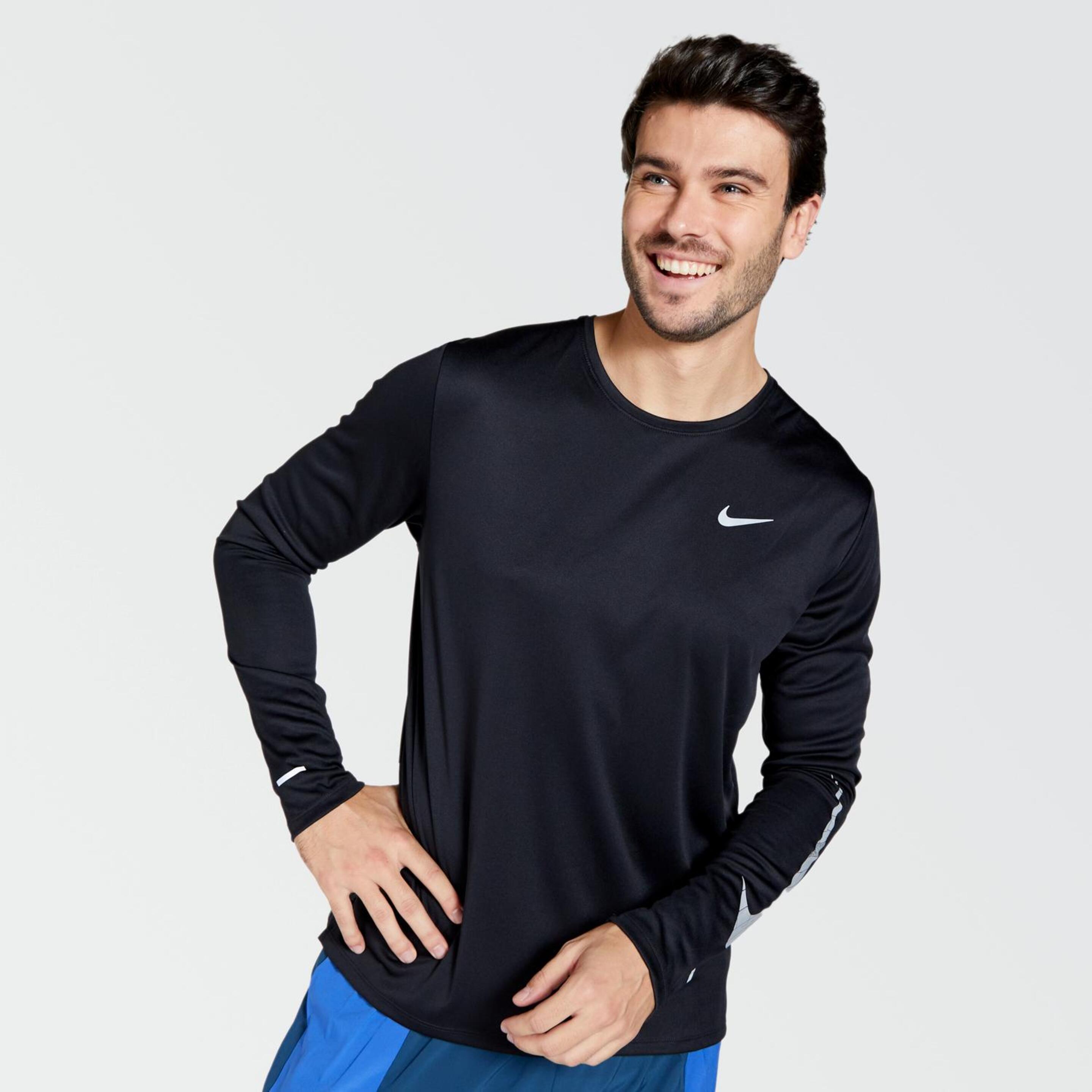 Nike Miler Fash - negro - Camiseta Running Hombre