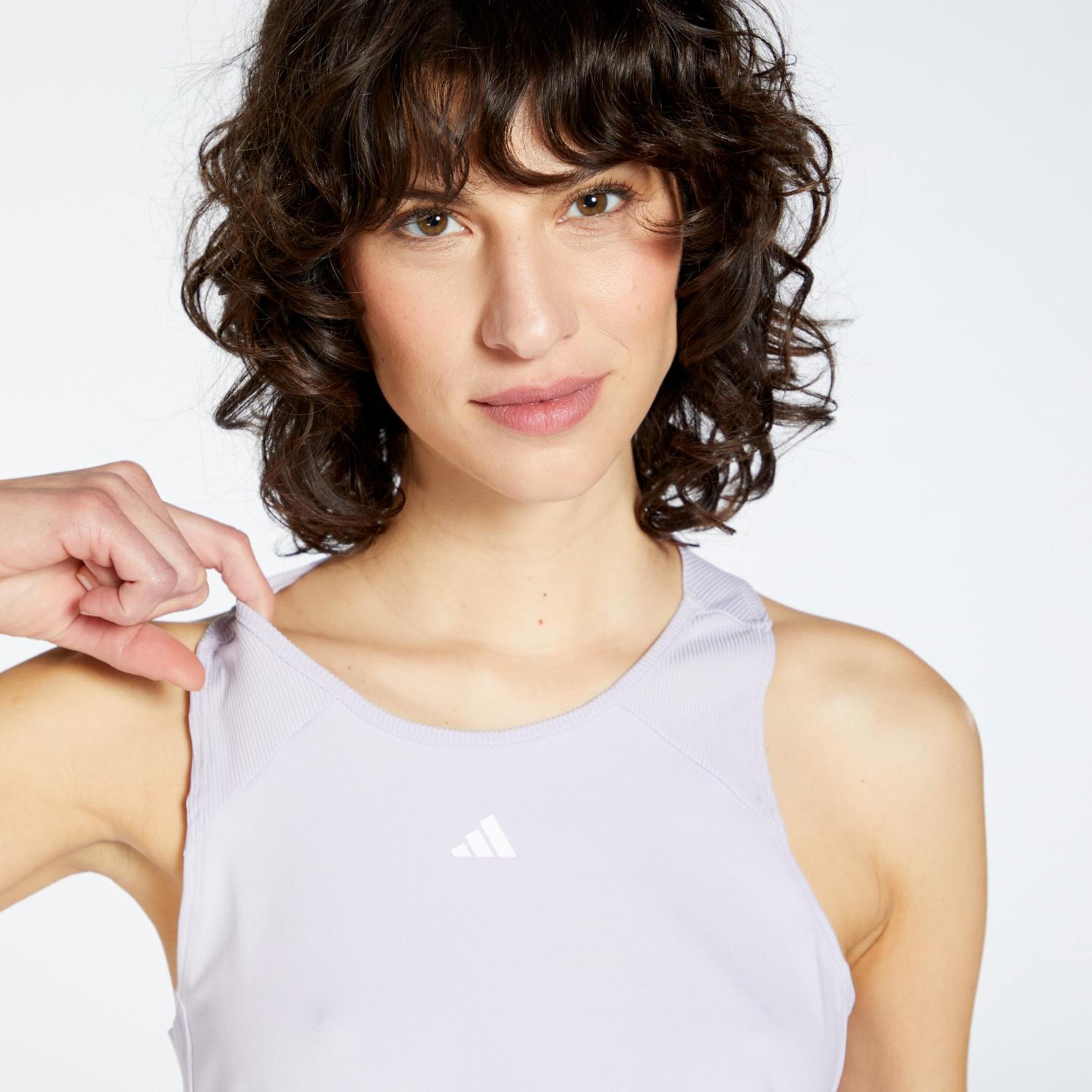 adidas Studio - Gris - Camiseta Yoga Mujer