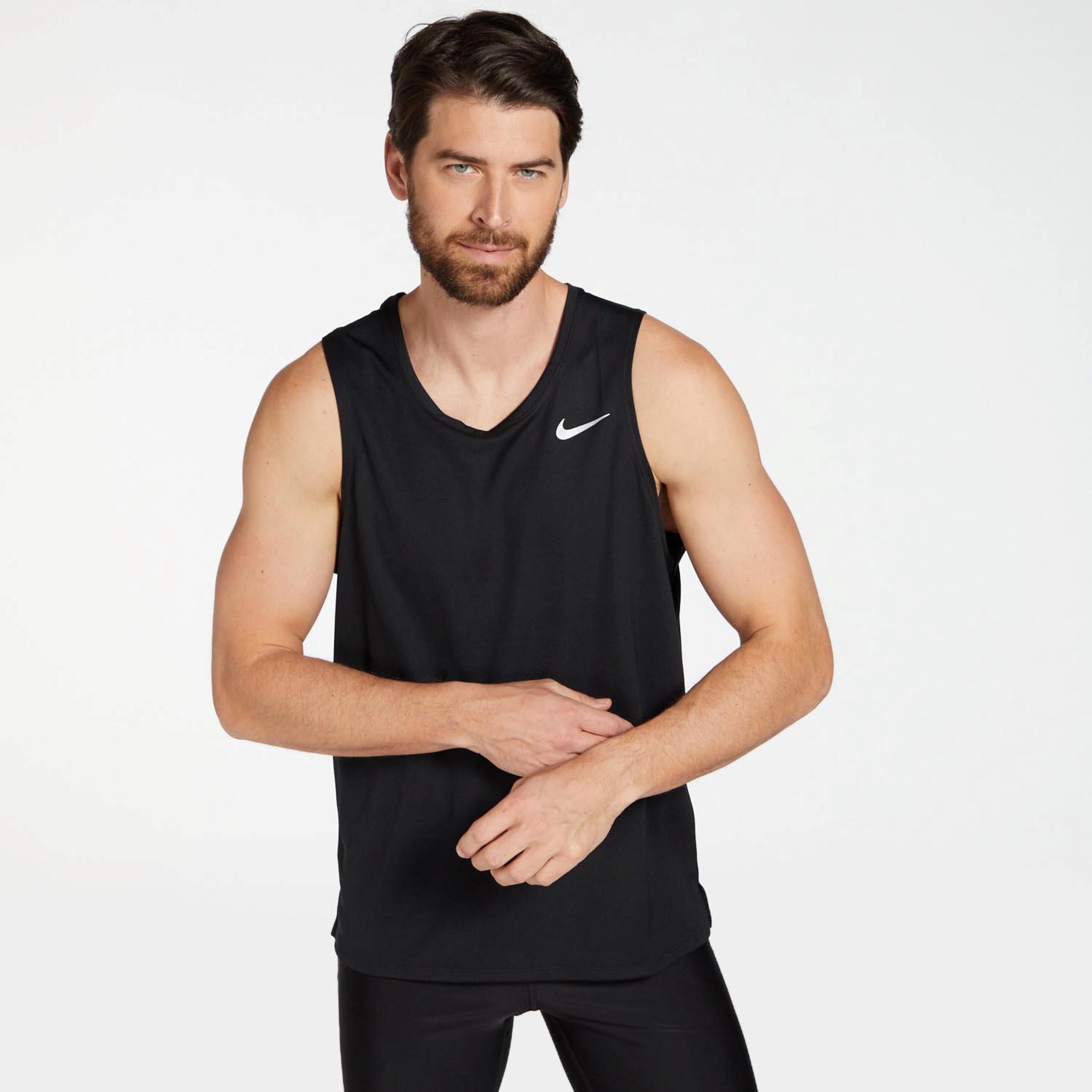Nike Miler Tank - negro - Camisola Alças Running Homem