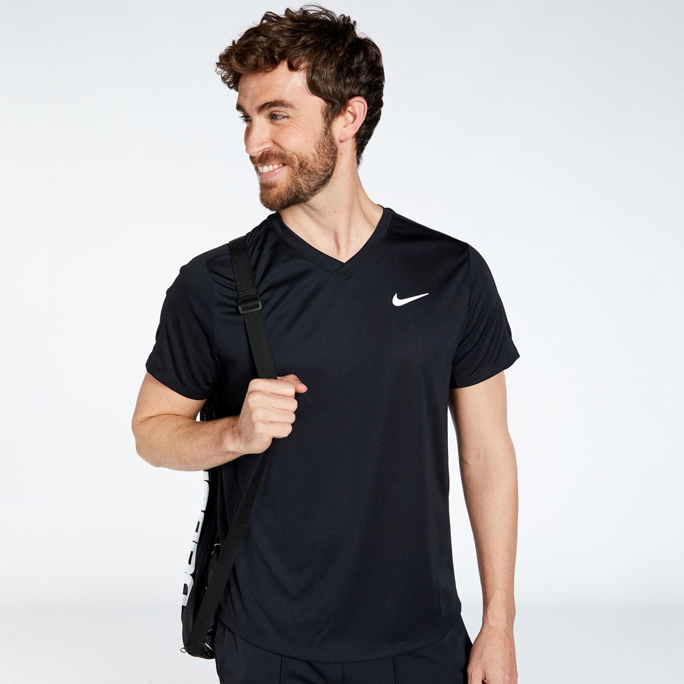 Nike Court Dri Fit - negro - Camiseta Cuello Pico Hombre