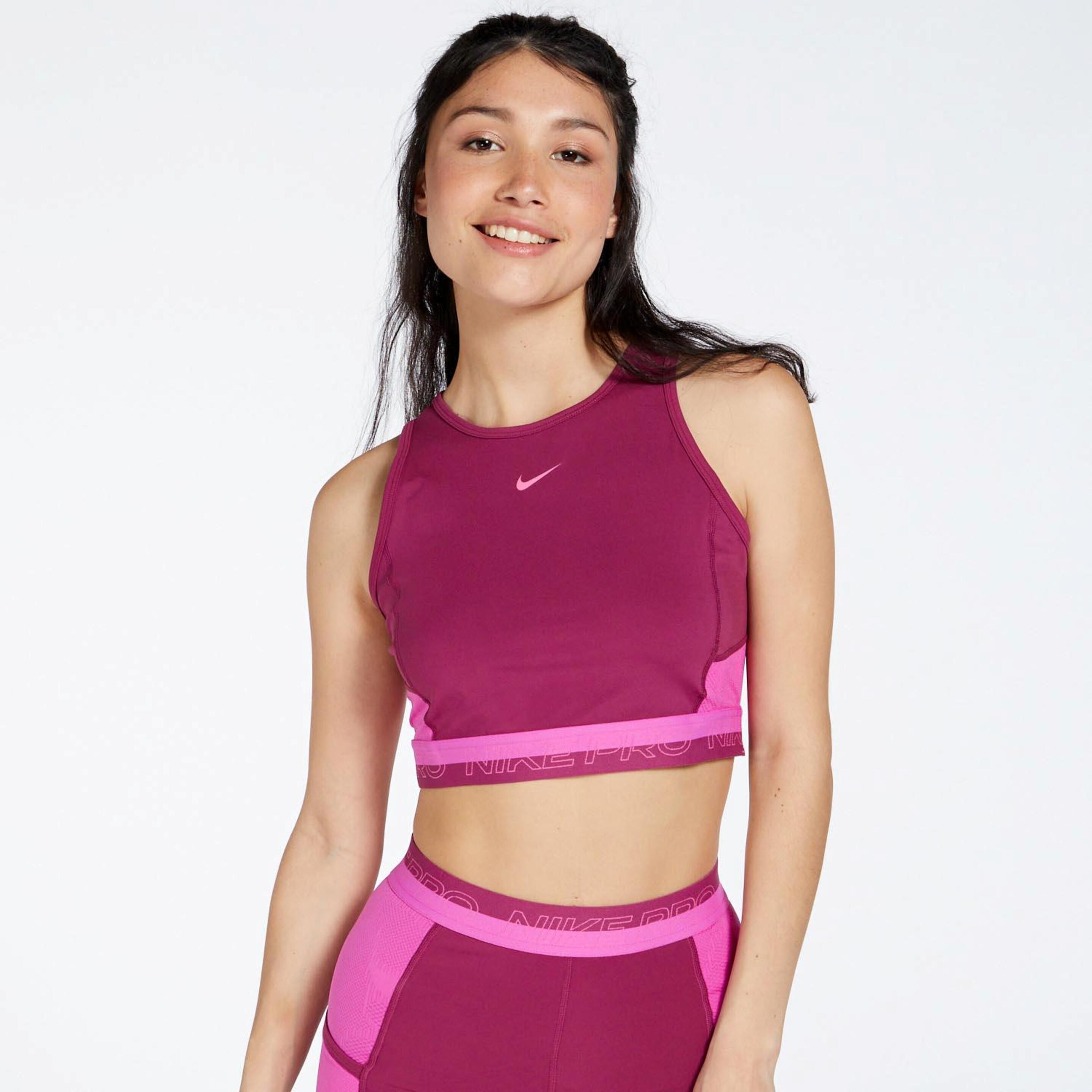 Nike Pro - rosa - Crop Top Tirantes Mujer