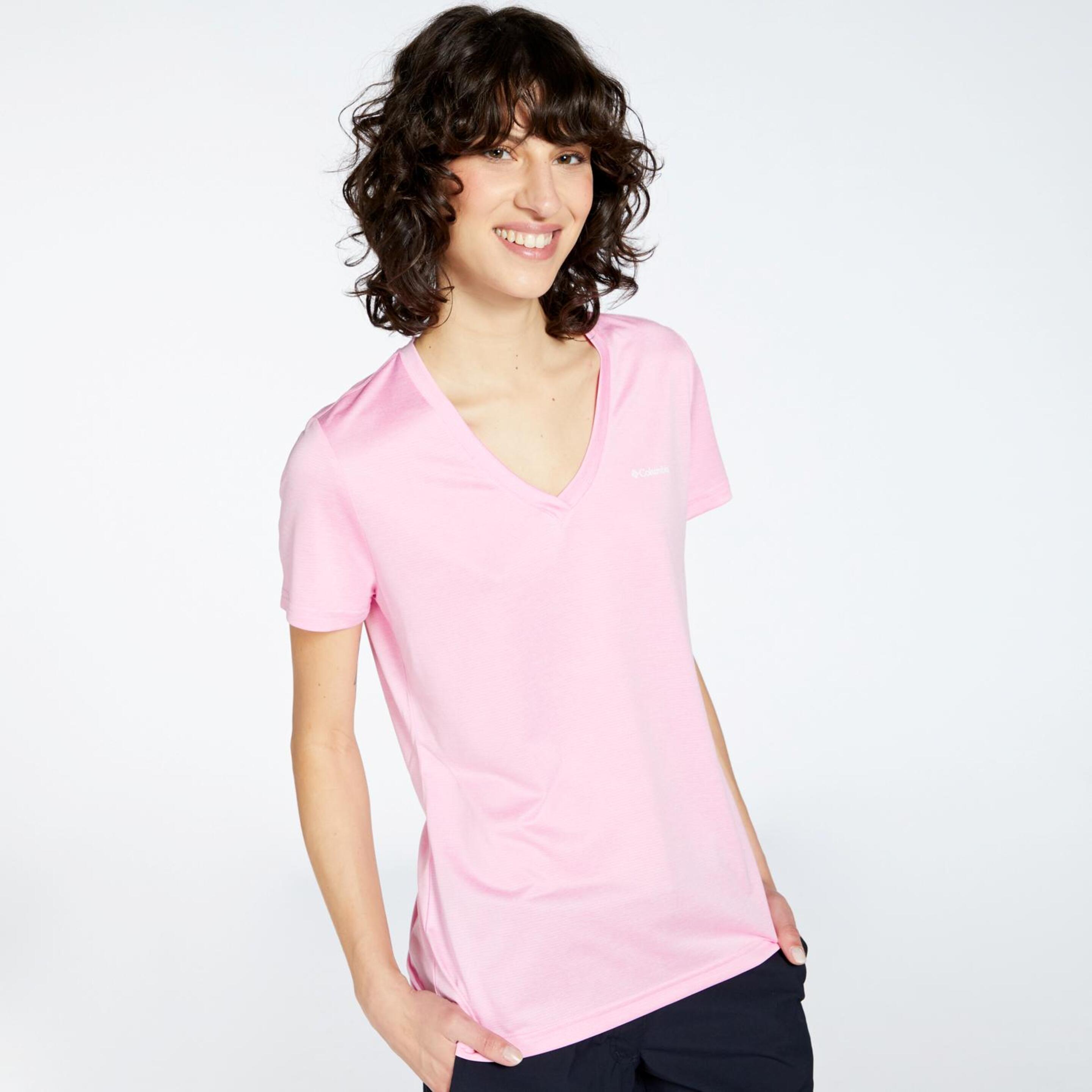 Columbia Hike - Rosa - Camiseta Cuello Pico Mujer