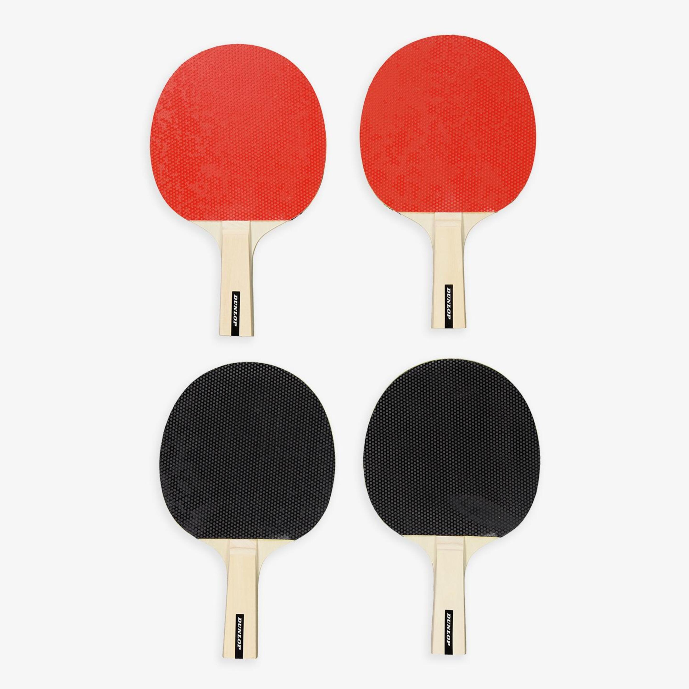 Dunlop Set 4 Palas + 6 Bolas - Rojo - Set Ping Pong