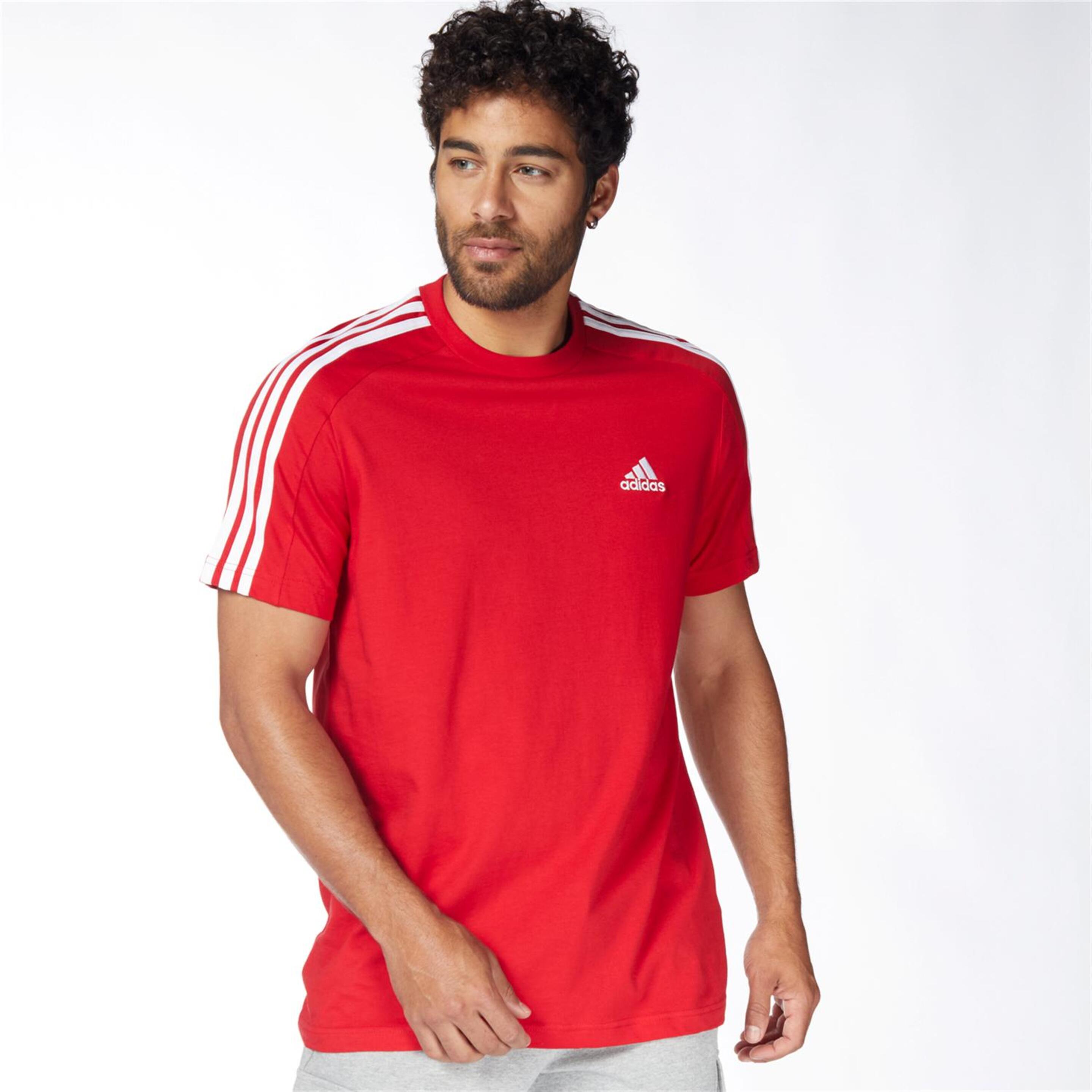 adidas 3 Stripes - rojo - T-shirt Homem
