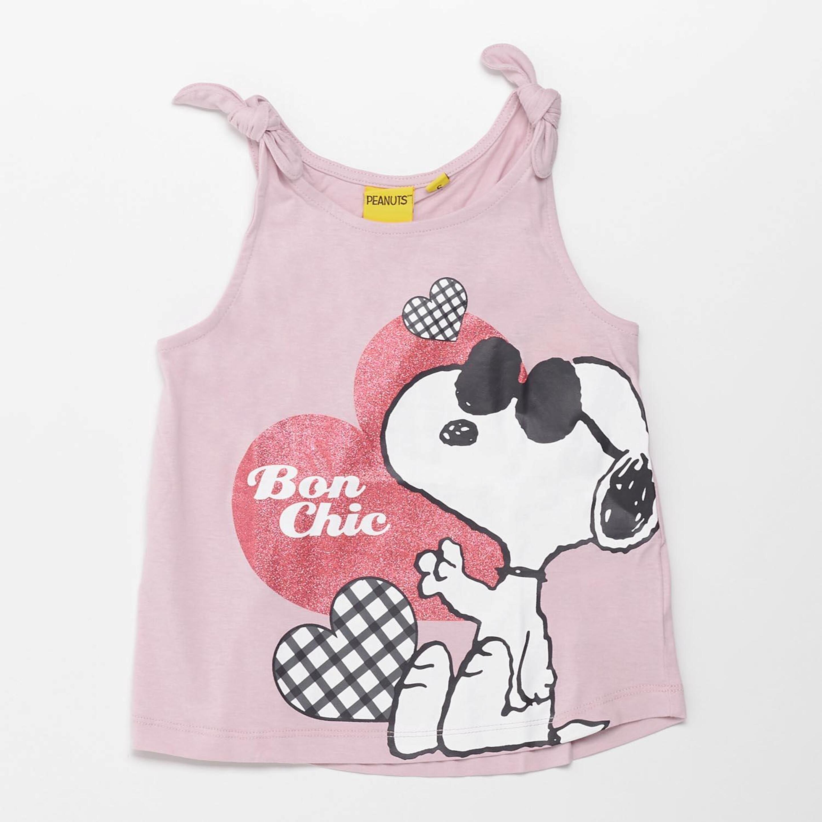 Camisola Alças Snoopy - rosa - Camisola Alças Menina