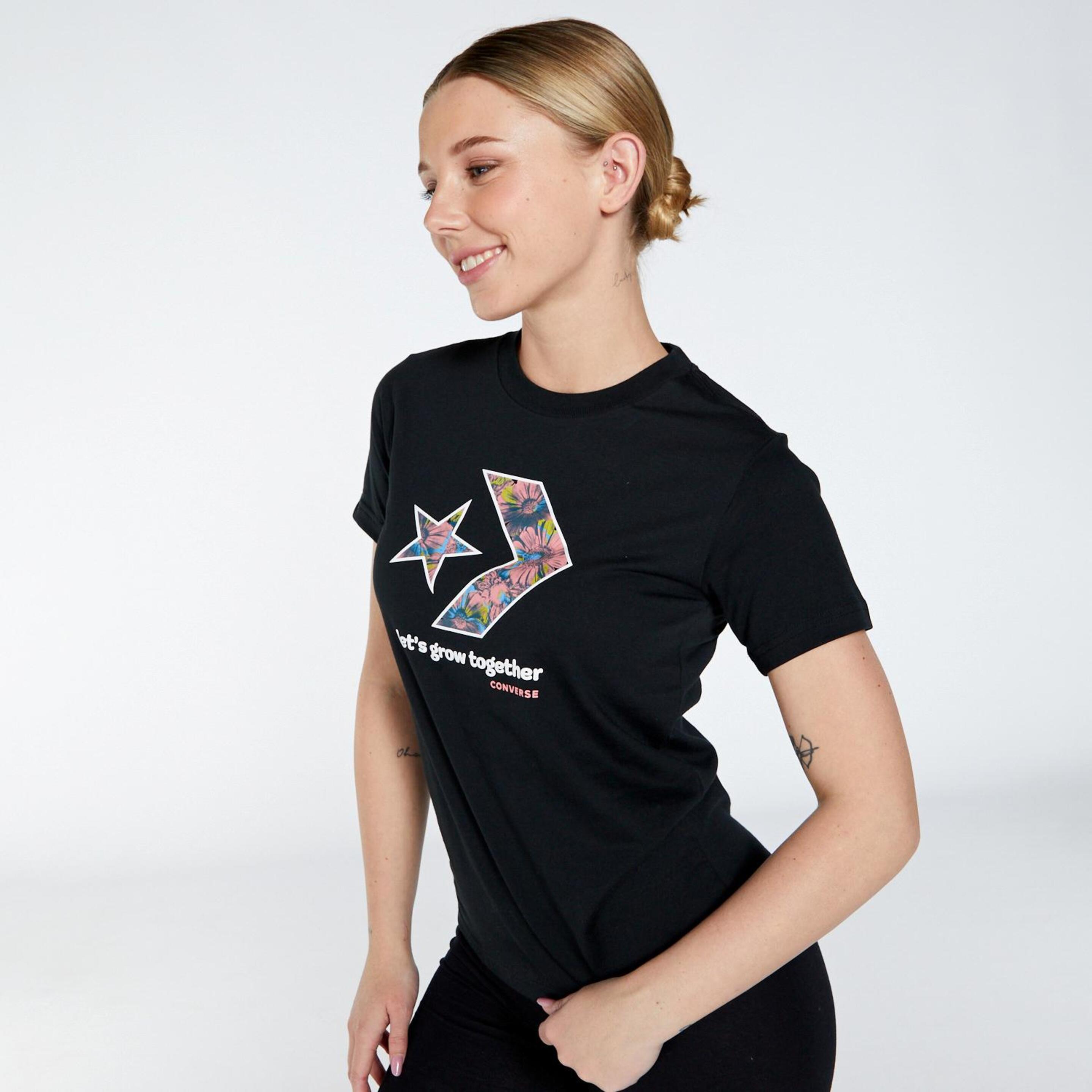 Converse Star Chevron - Negro - Camiseta Mujer