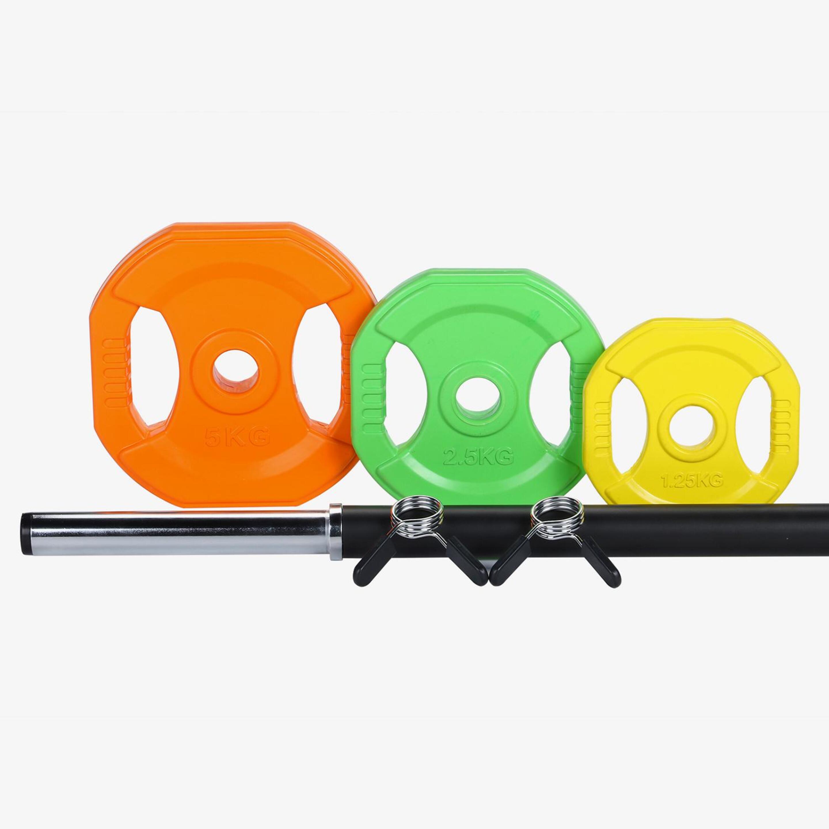 Set Pump 20kg Fitness Tech - Colores - Set Barra + Pesas  MKP