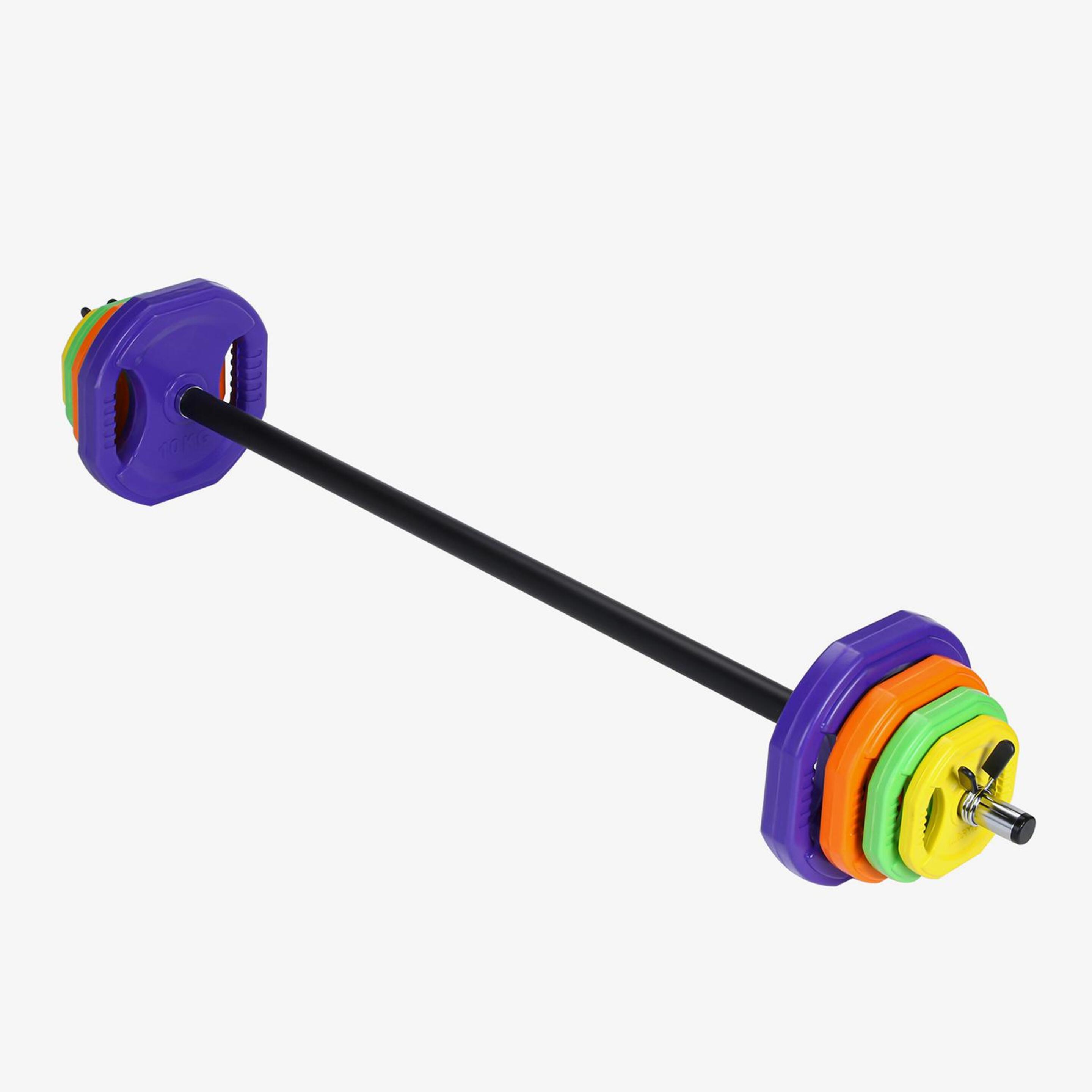 Set Pump 40kg Fitness Tech - Colores - Set Barra + Pesas  MKP