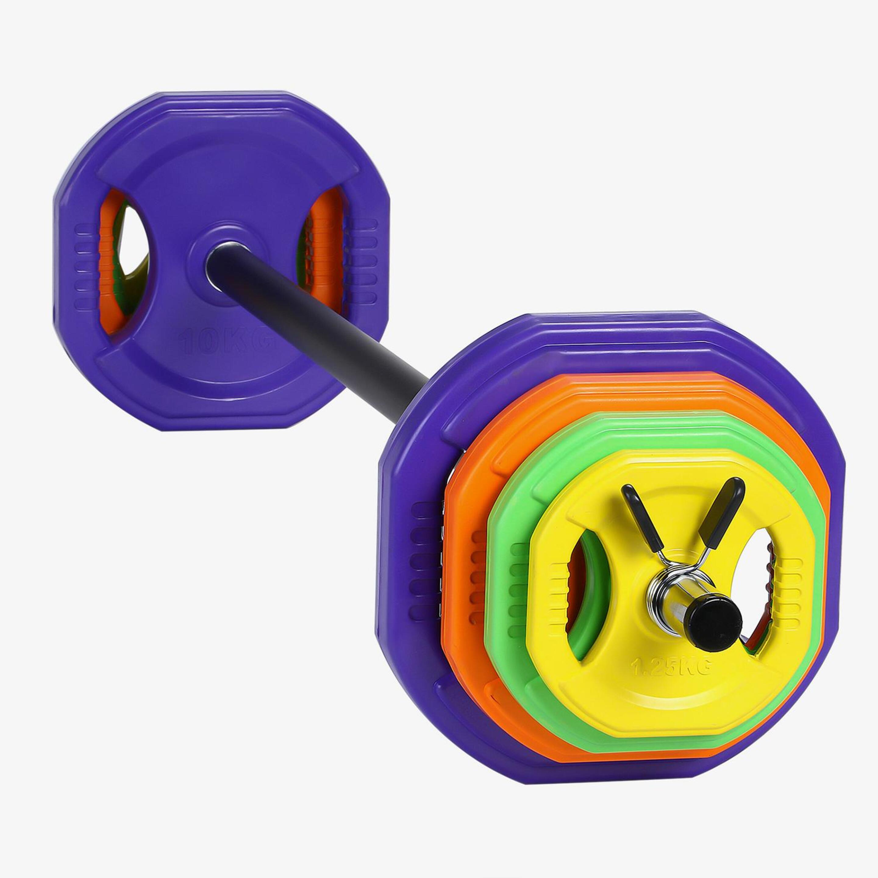 Set Pump 40kg Fitness Tech - Colores - Set Barra + Pesas  MKP