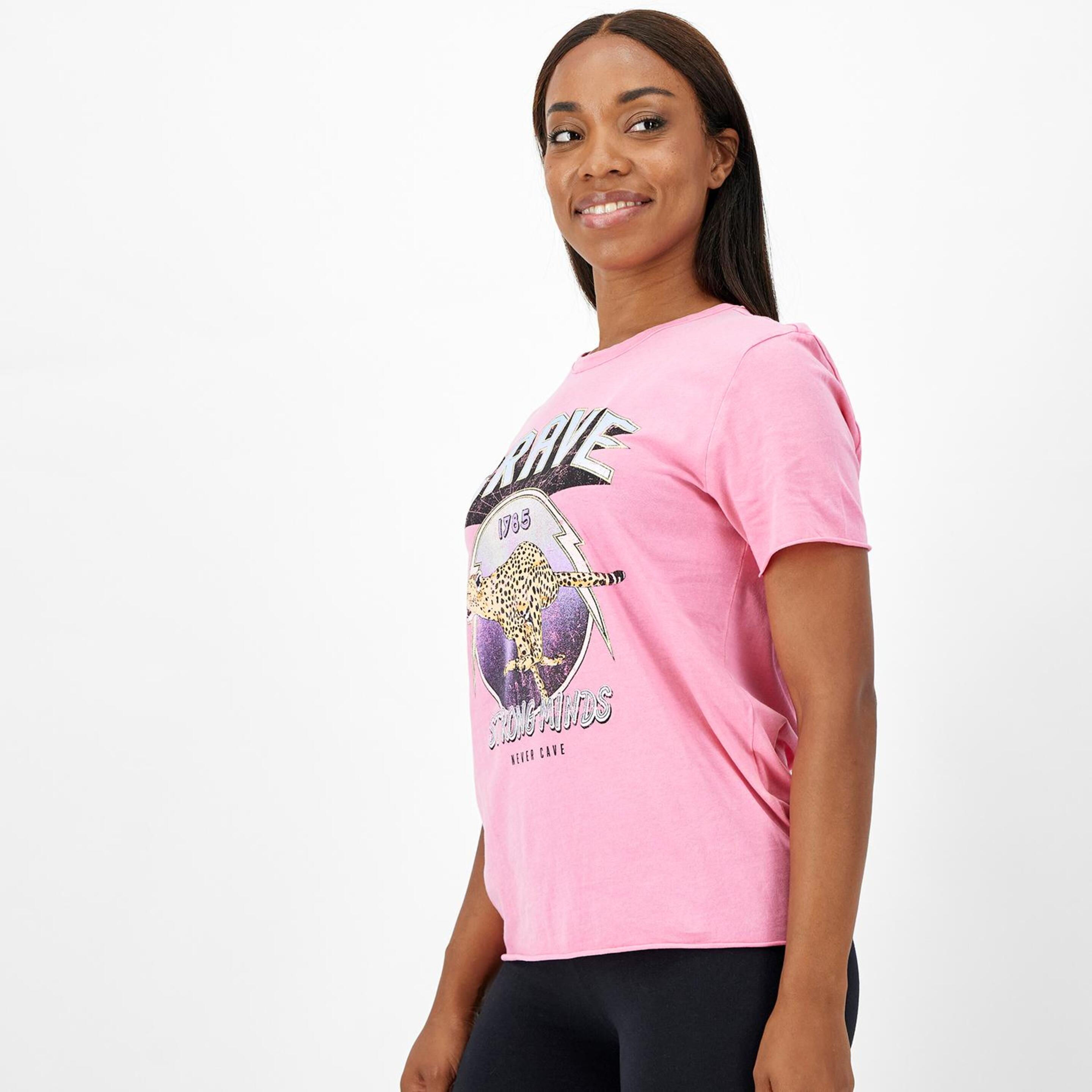 Only Brave Print - Rosa - Camiseta Mujer