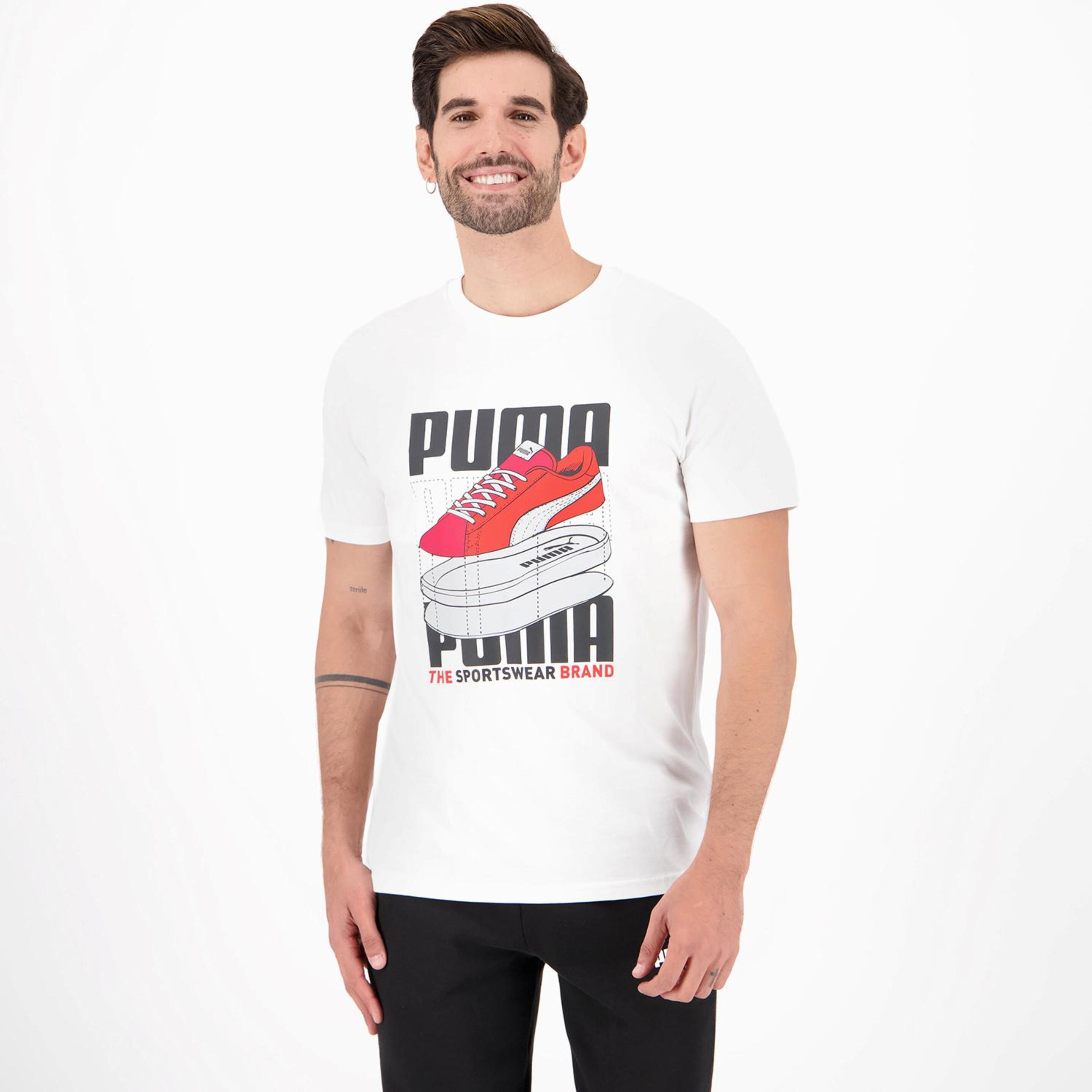 Puma Grafica - Blanco - Camiseta Hombre  | Sprinter | Sprinter