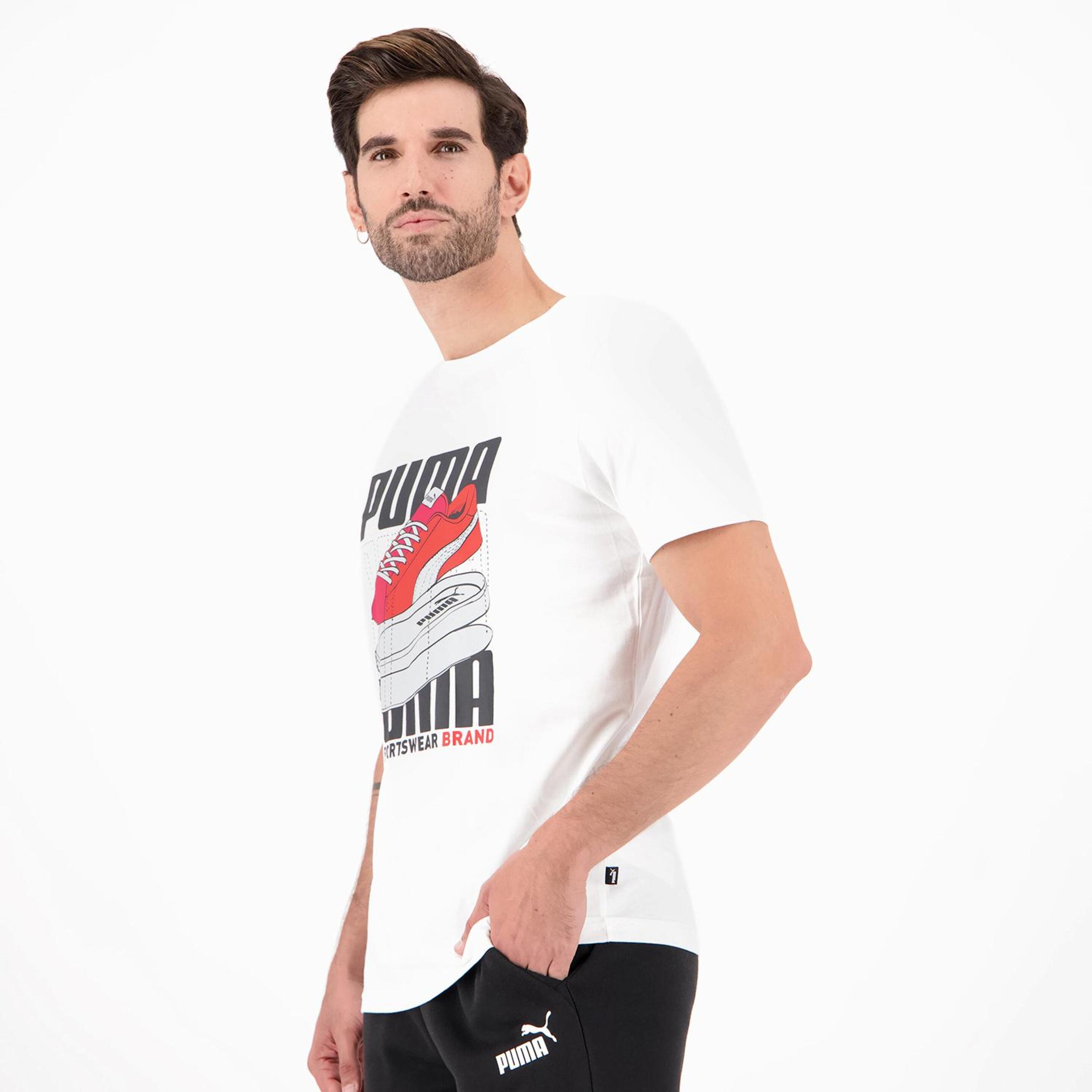 Puma Grafica - Blanco - Camiseta Hombre  | Sprinter | Sprinter