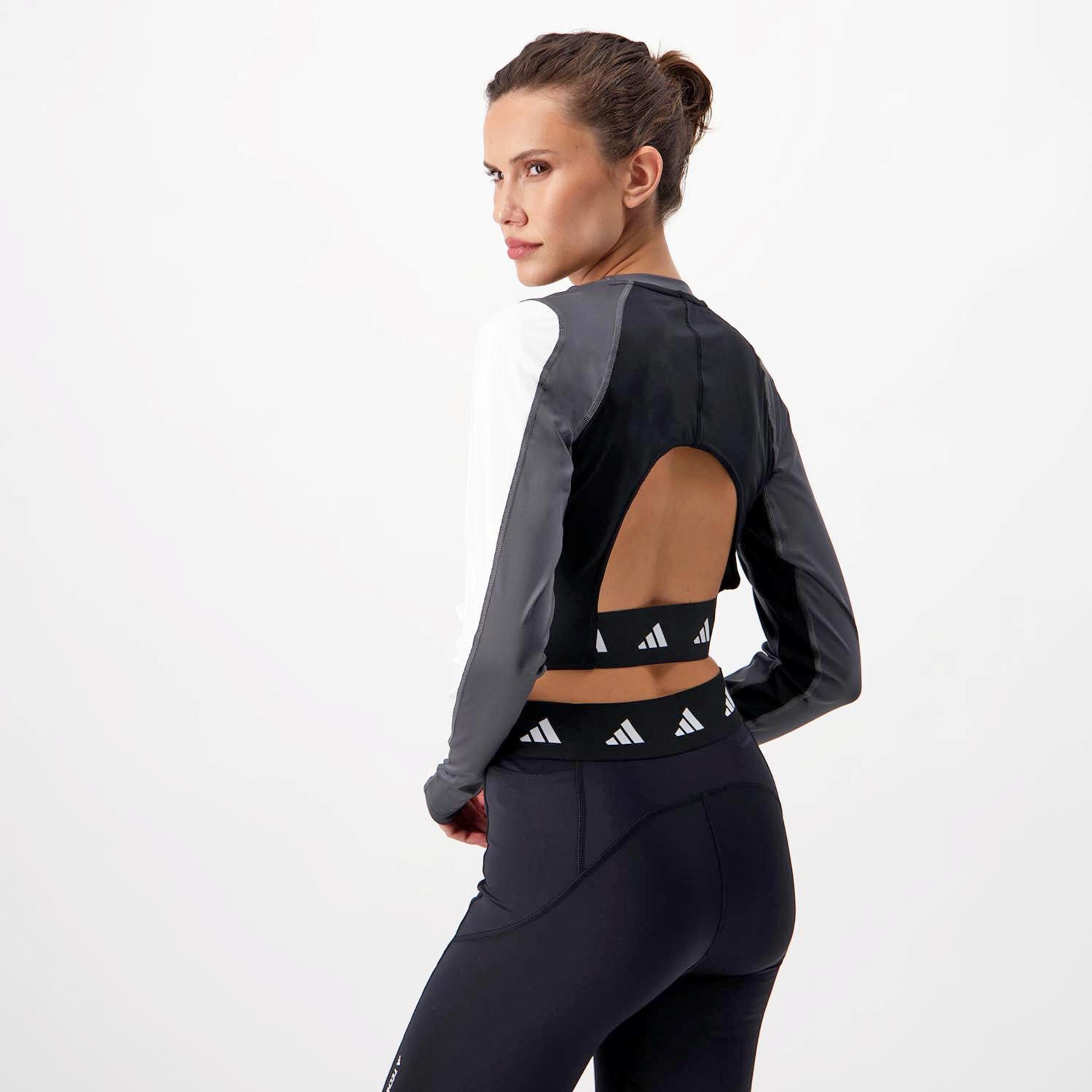 adidas Colorblock - Negro - Camiseta Fitness Mujer