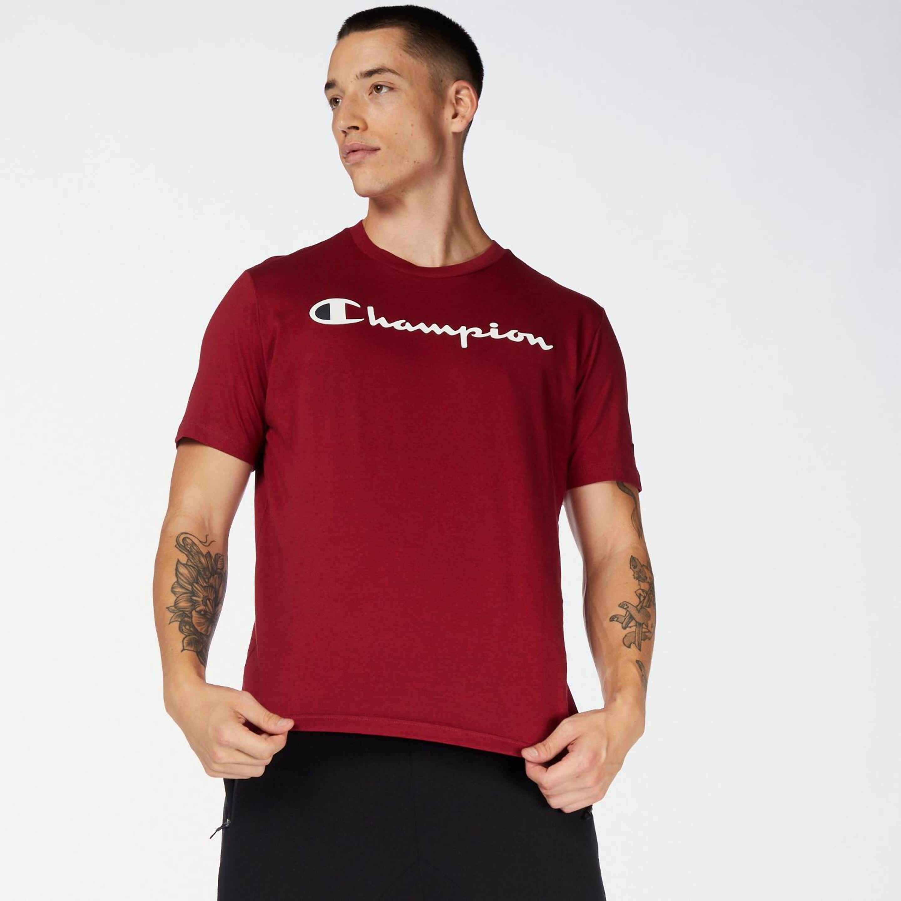 Champion Linear Big Logo - rojo - T-shirt Homem