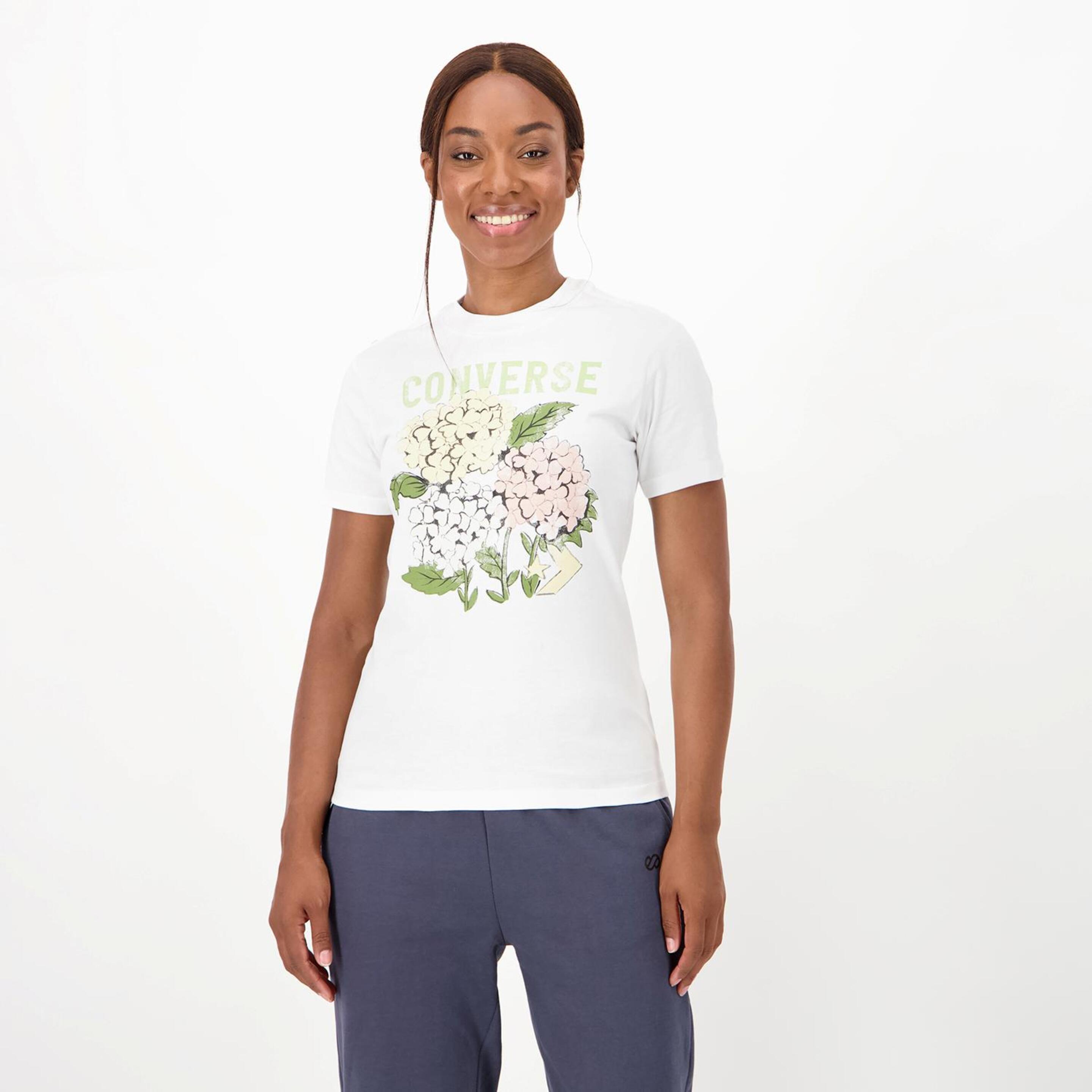 Converse Floral Logo - blanco - T-shirt Mulher