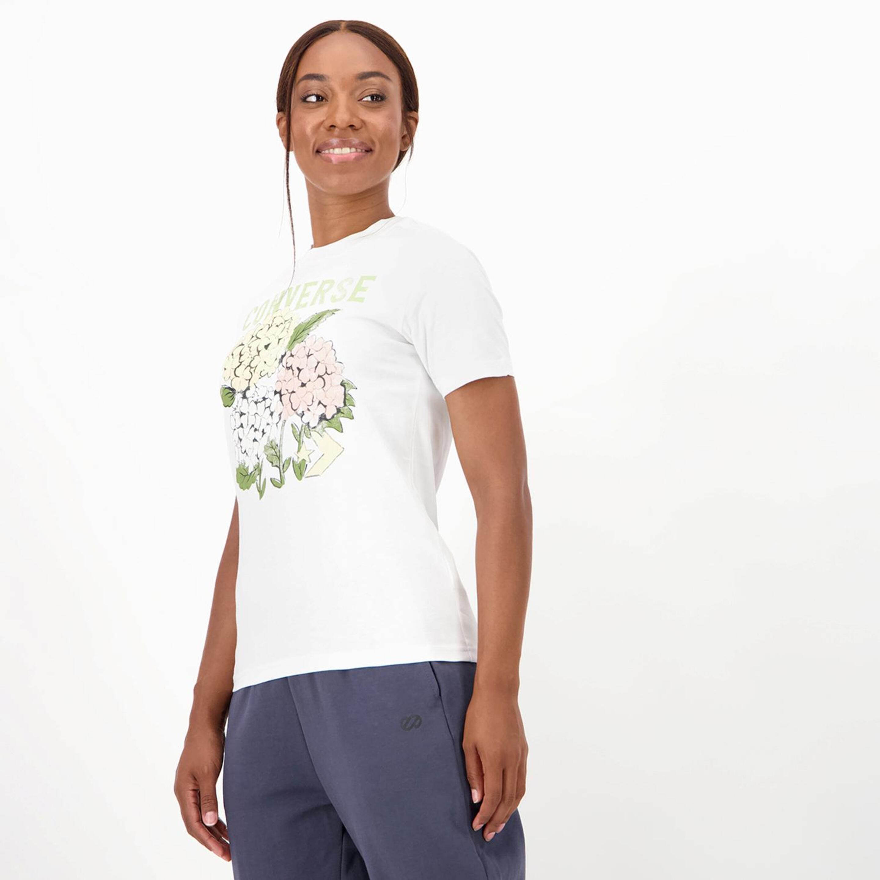 Converse Floral - Blanco - Camiseta Mujer