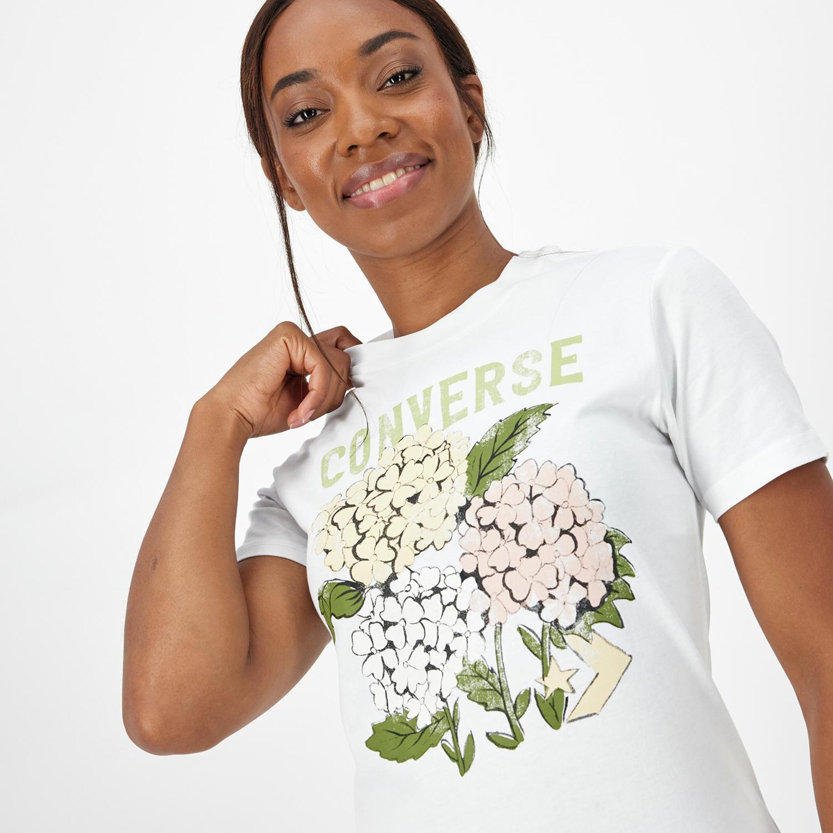 Converse Floral - Blanco - Camiseta Mujer