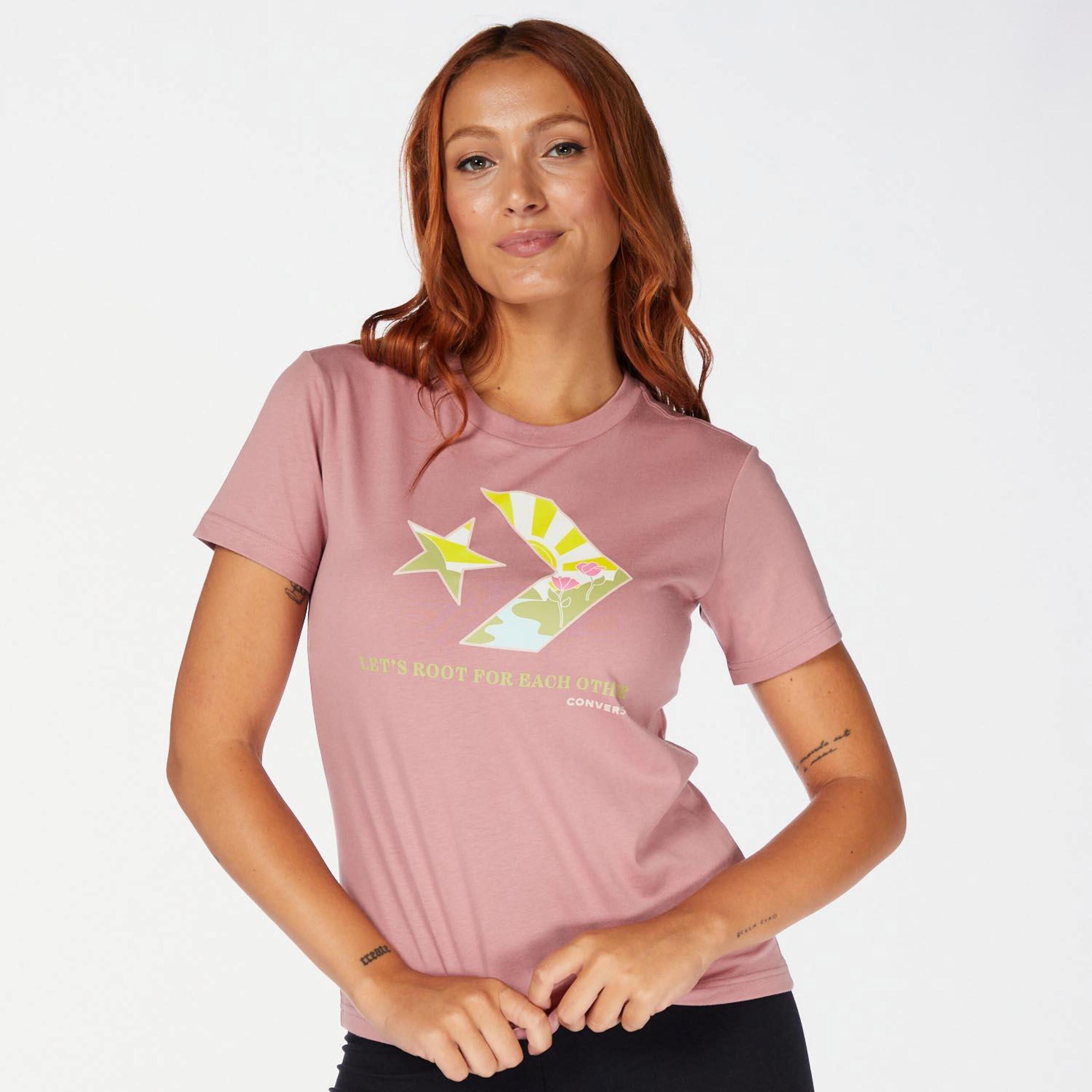 Converse Floral Star Chevron - rosa - T-shirt Mulher