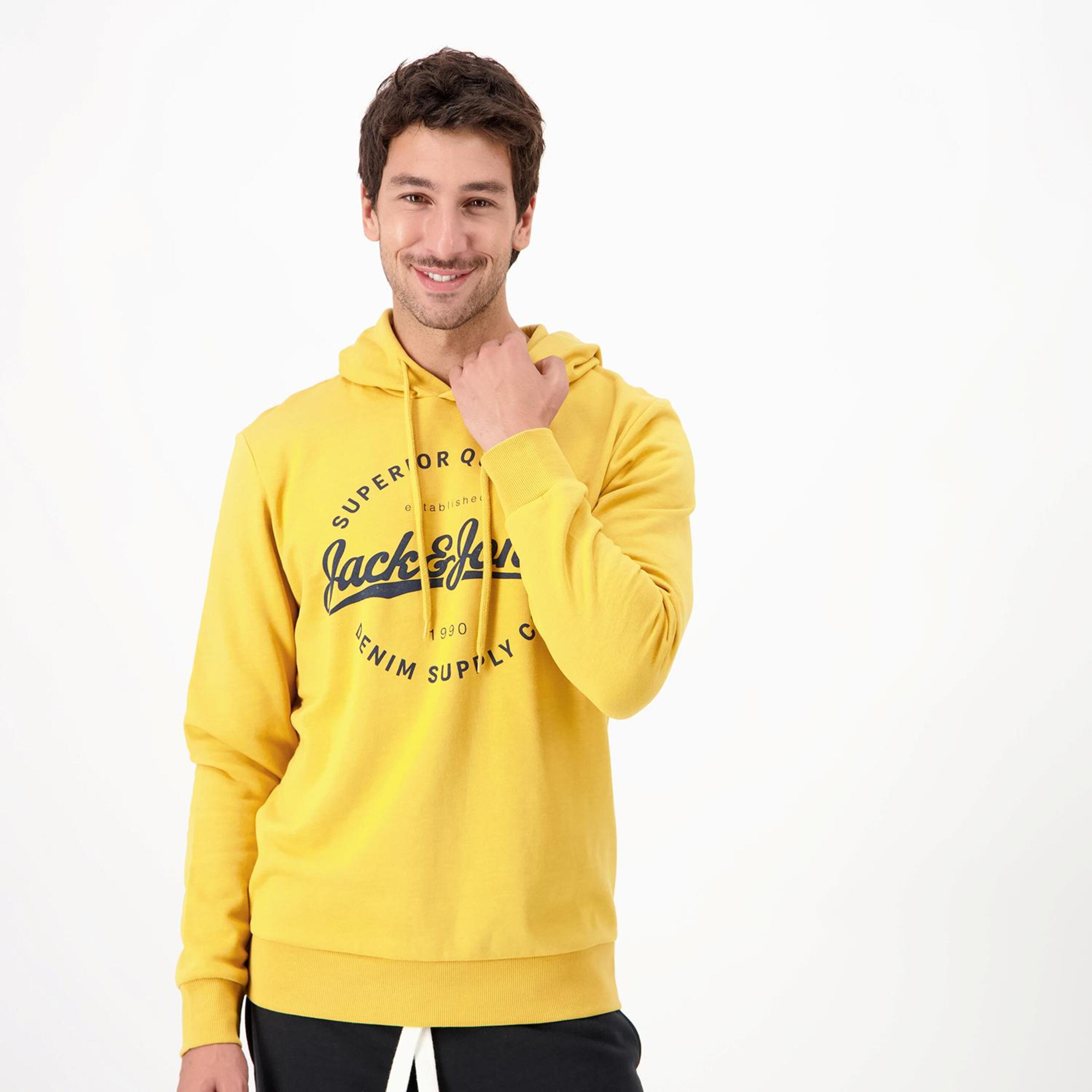 Jack & Jones Circular Logo - amarillo - Sweatshirt Capuz Homem