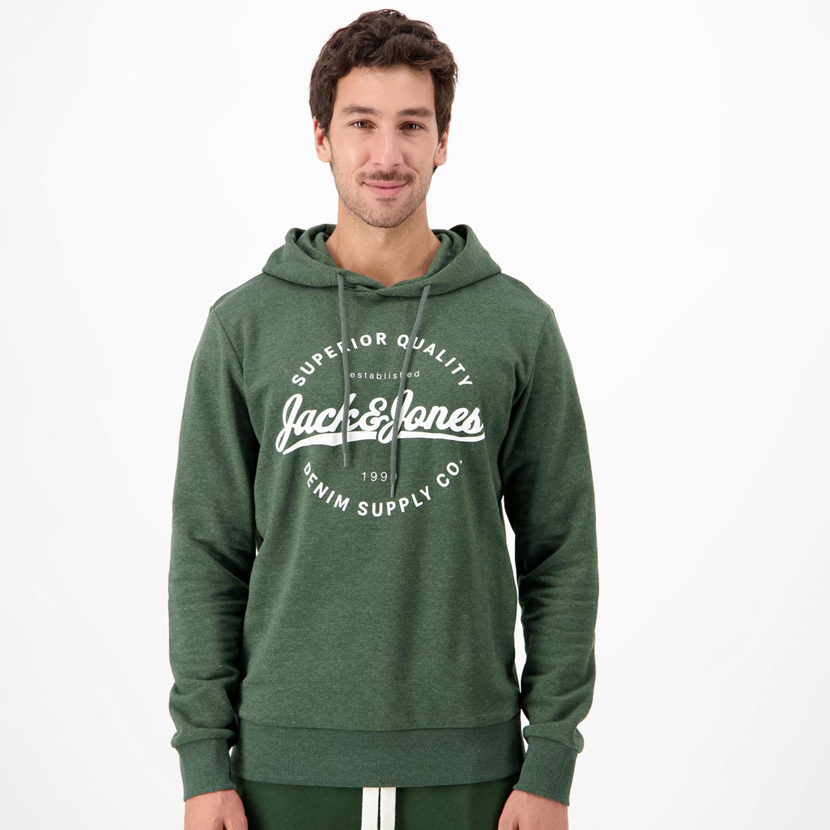 Jack & Jones Circular Logo - verde - Sweatshirt Capuz Homem