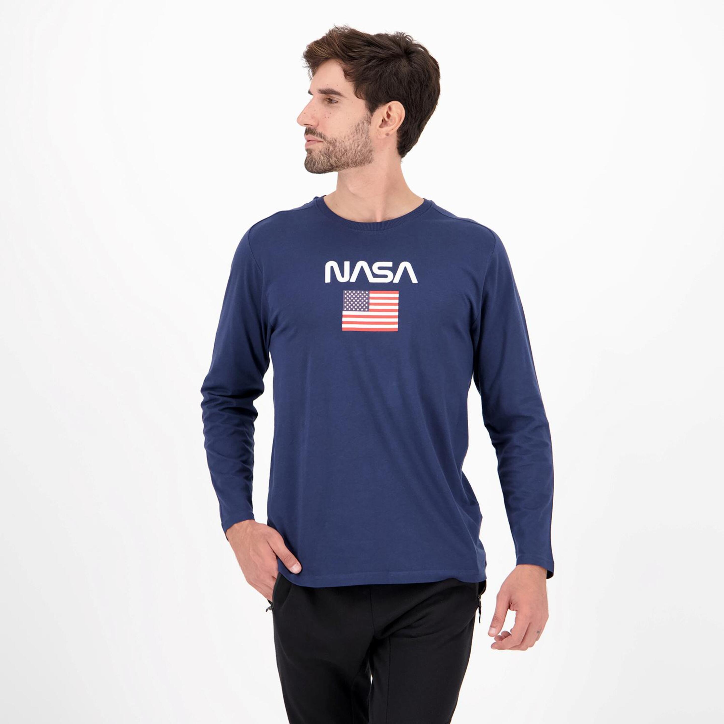 Camiseta NASA - azul - Camiseta Manga Larga Hombre