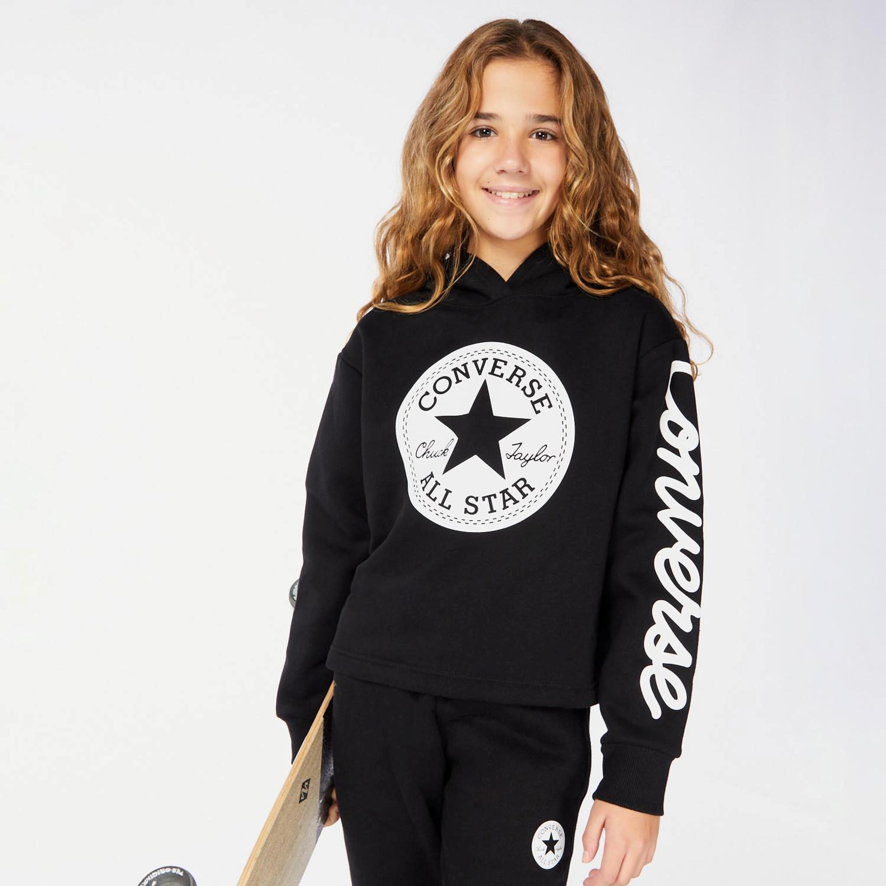 Sweatshirt Converse - negro - Sweatshirt Capuz Rapariga