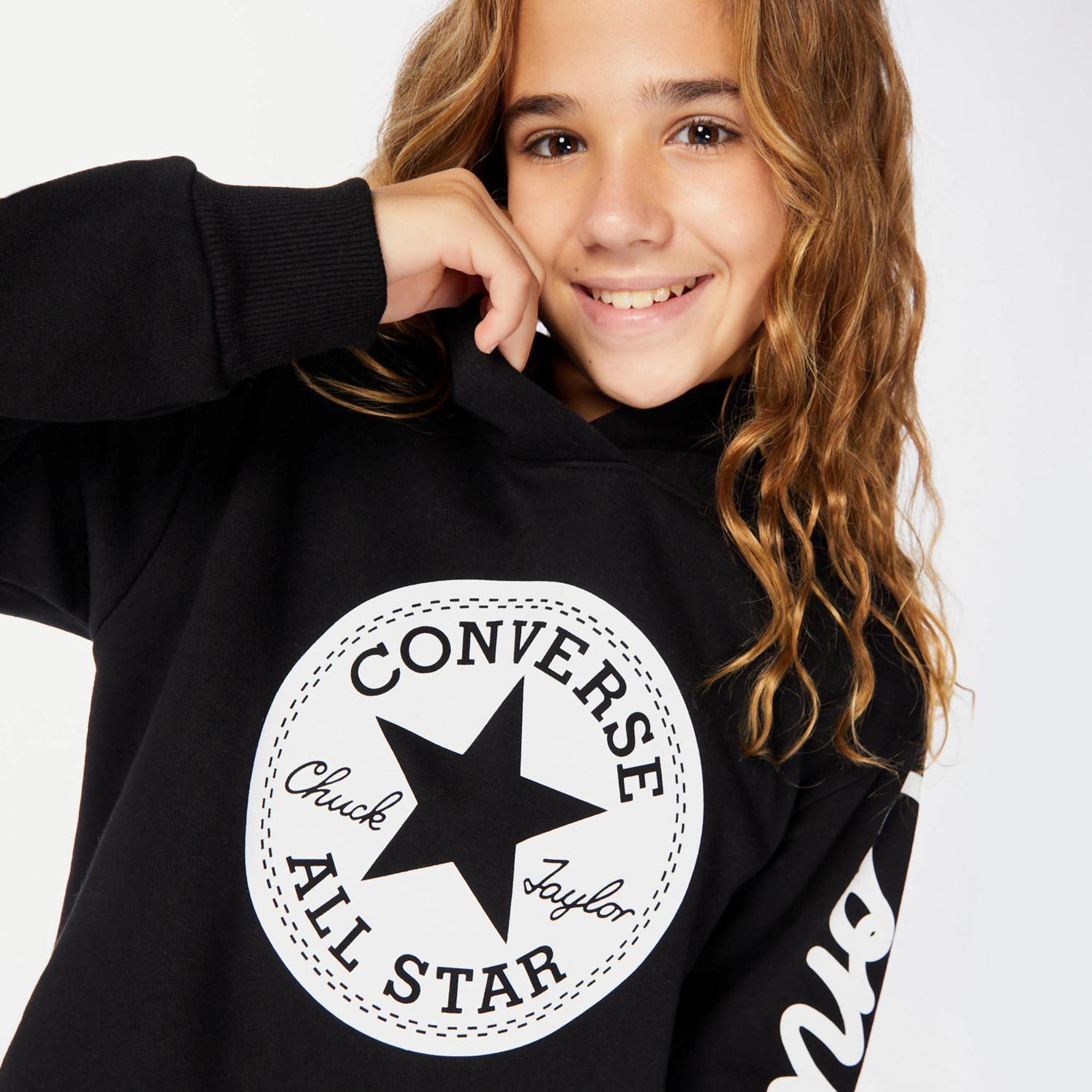 Sweatshirt Converse - Preto - Sweatshirt Capuz Rapariga | Sport Zone
