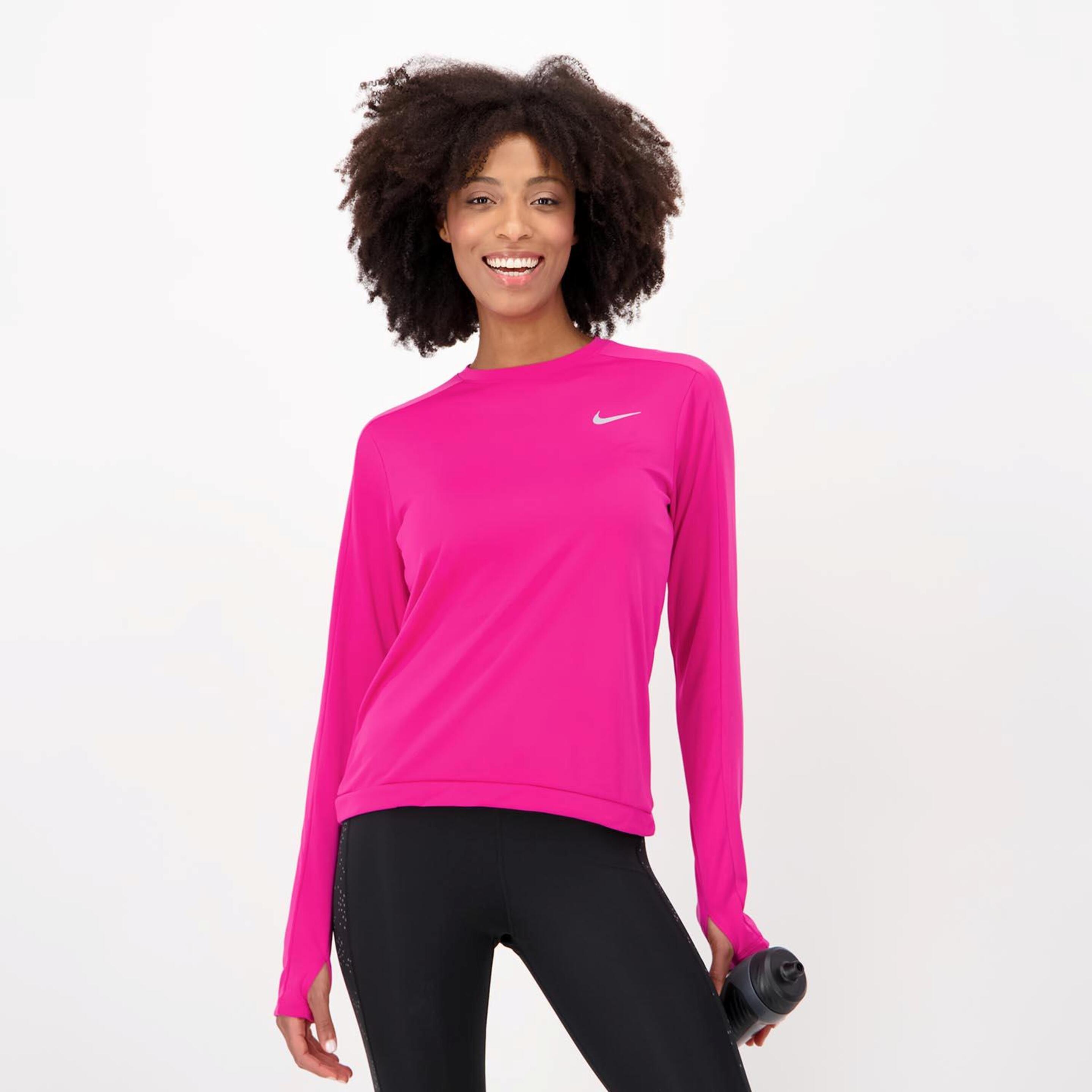 Nike Placer Crew - rosa - Camiseta Running Mujer