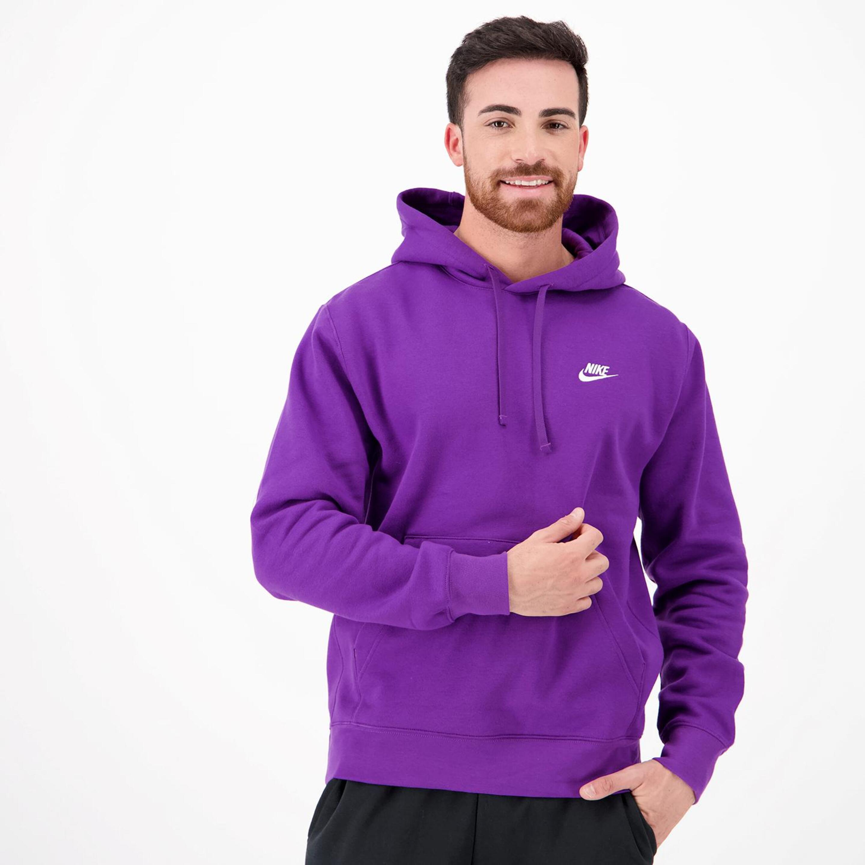 Nike Club - morado - Sweatshirt Capuz Homem