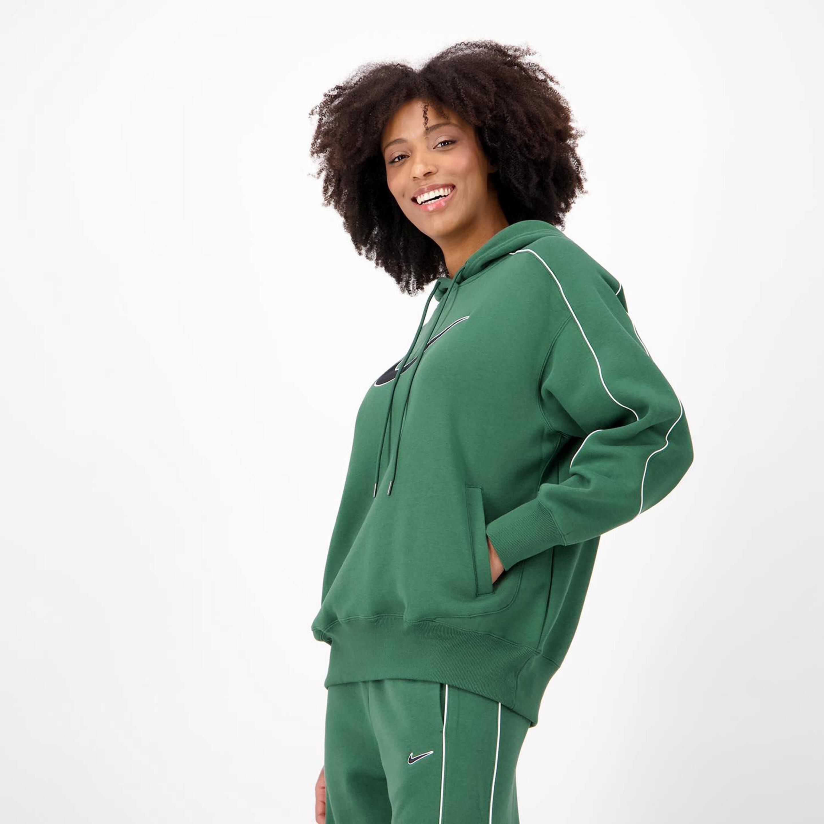 Nike Big Logo - Verde - Sudadera Capucha Mujer