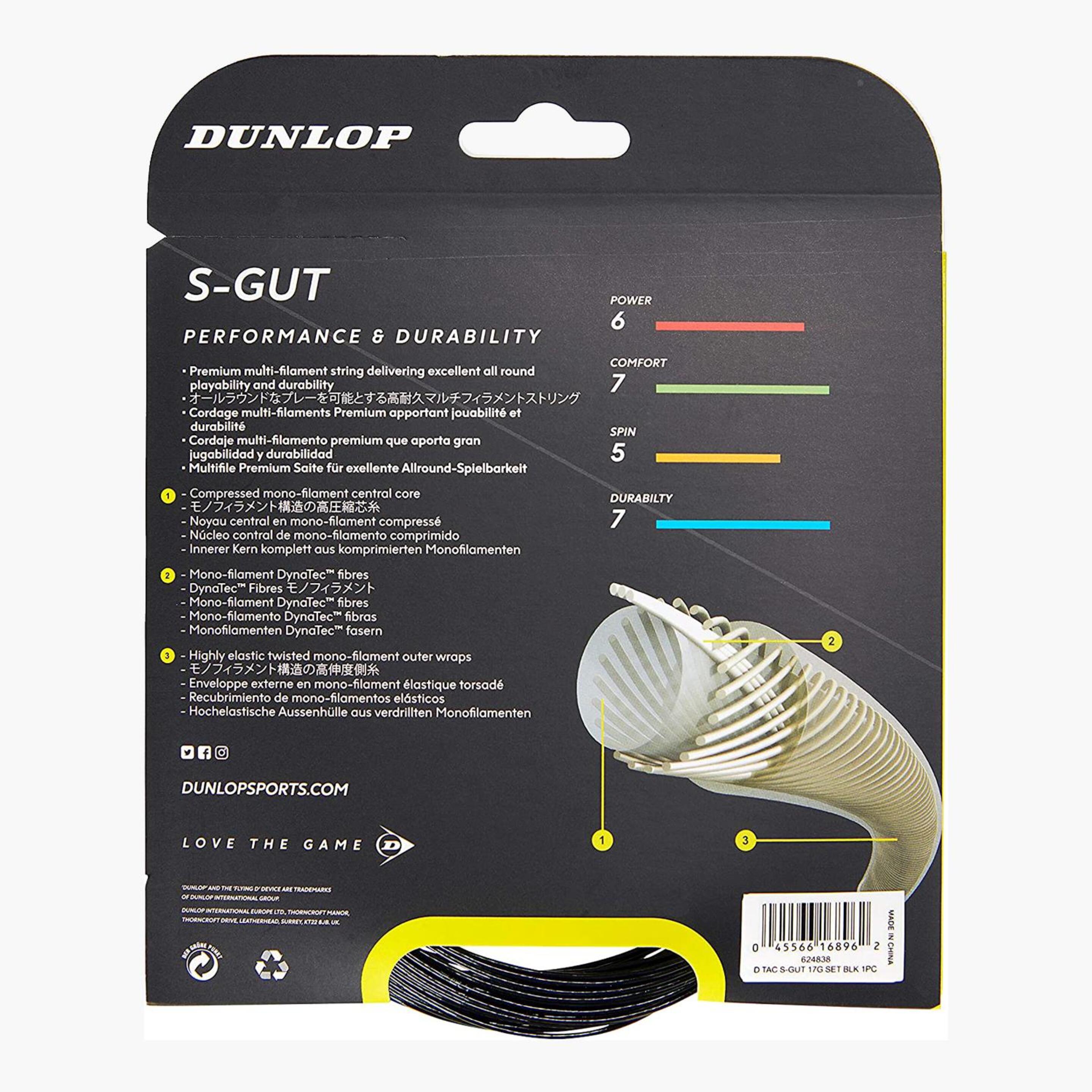 Dunlop S-Gut - Negro - Encordado Raqueta