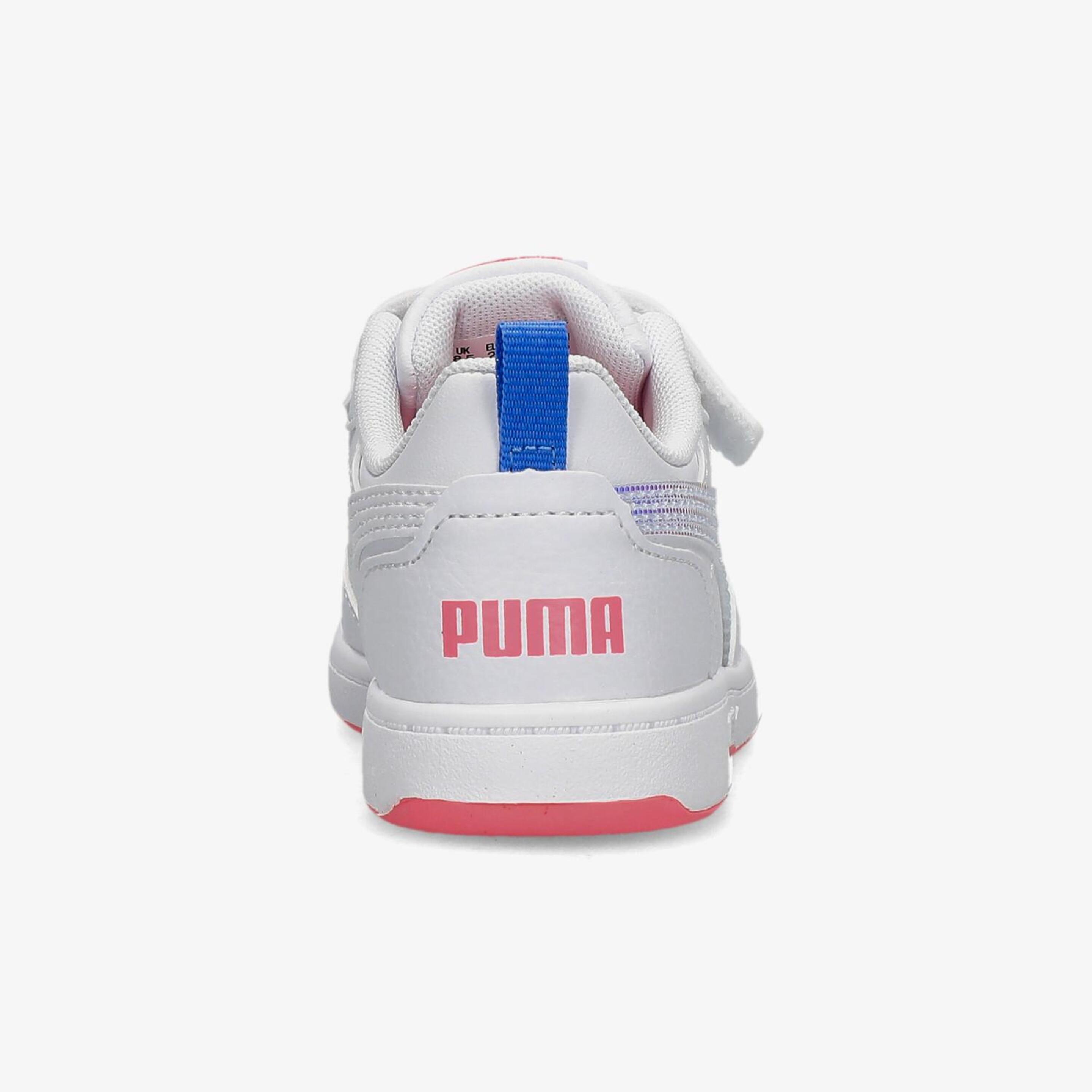 Puma Rebound V6 - Blanco - Zapatillas Velcro Niña