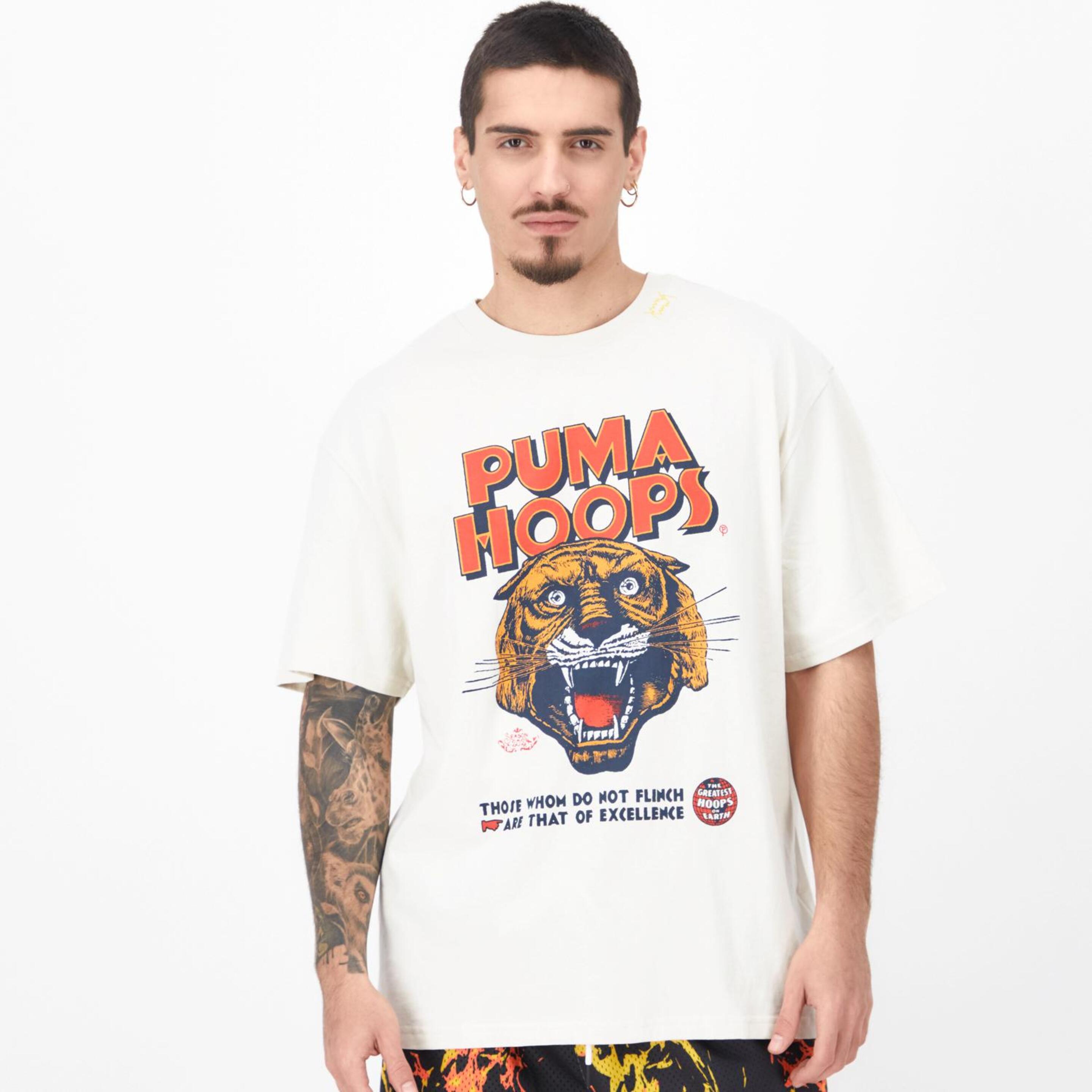 Puma Hoops - Blanco - Camiseta Oversize Hombre