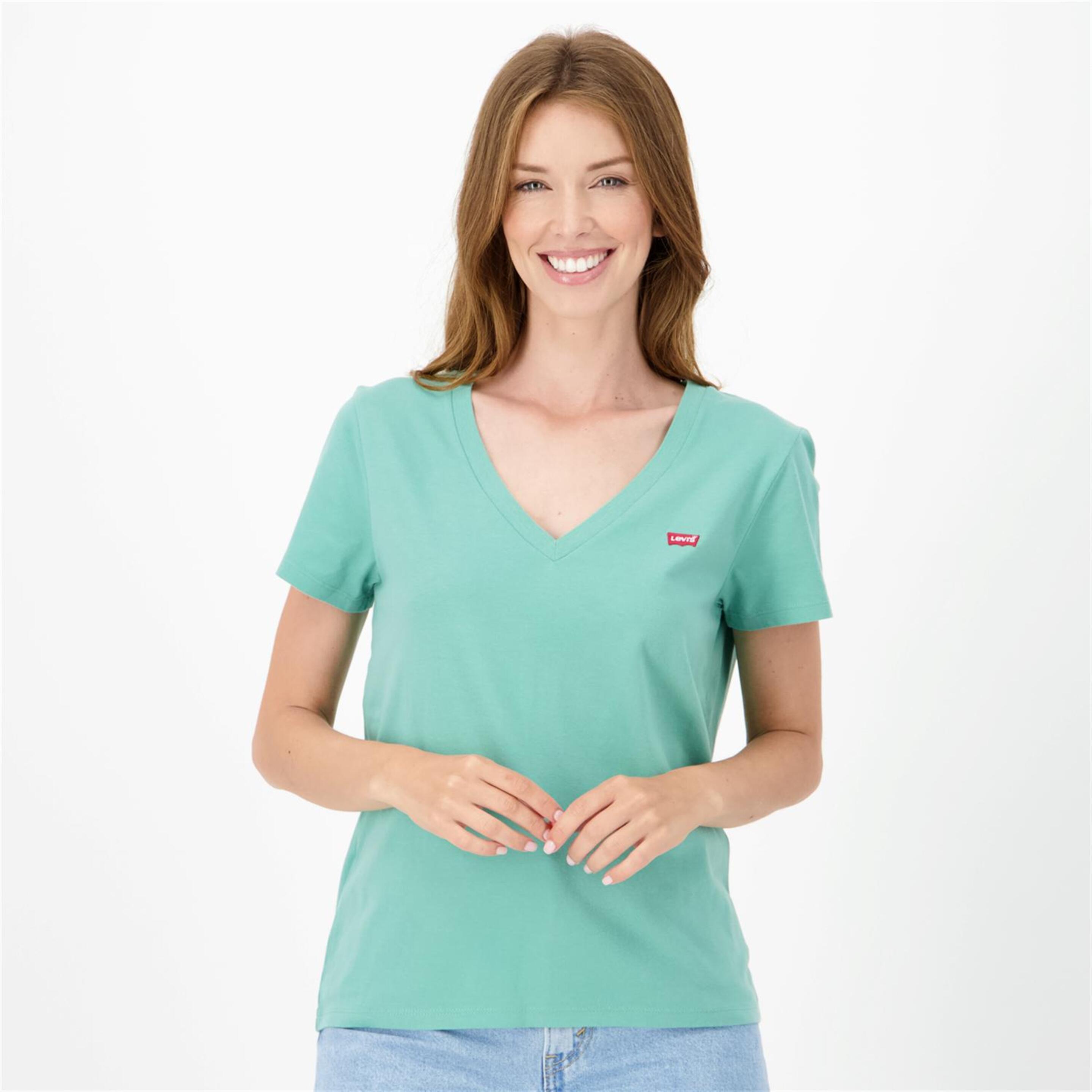 Camiseta Levi's - verde - Camiseta Cuello Pico Mujer