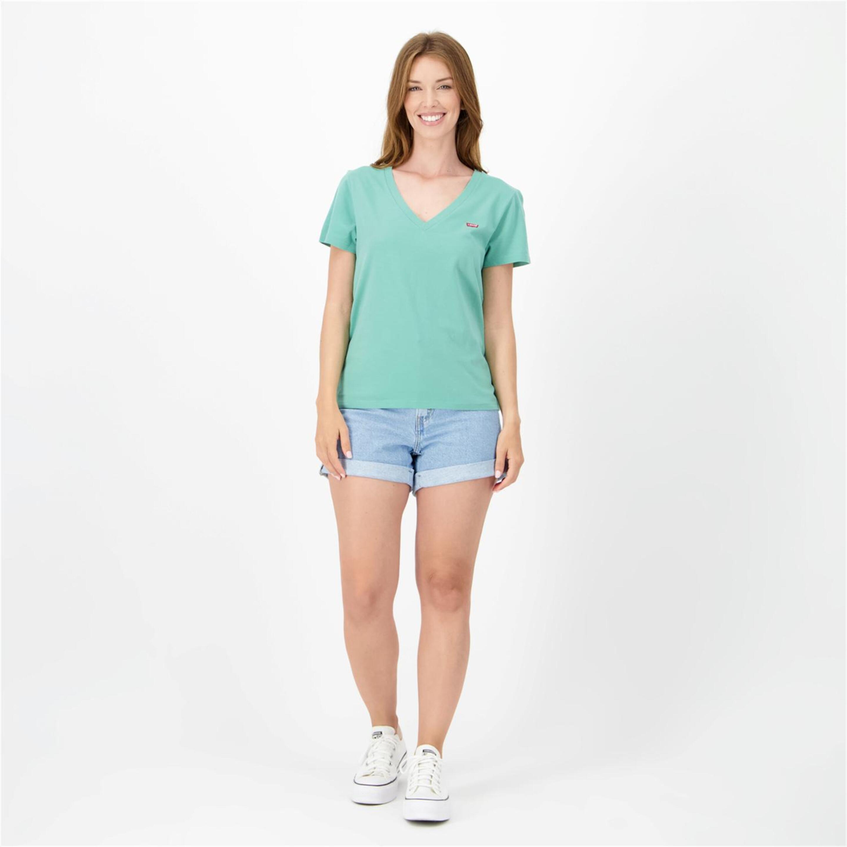 Camiseta Levi's - Verde - Camiseta Cuello Pico Mujer