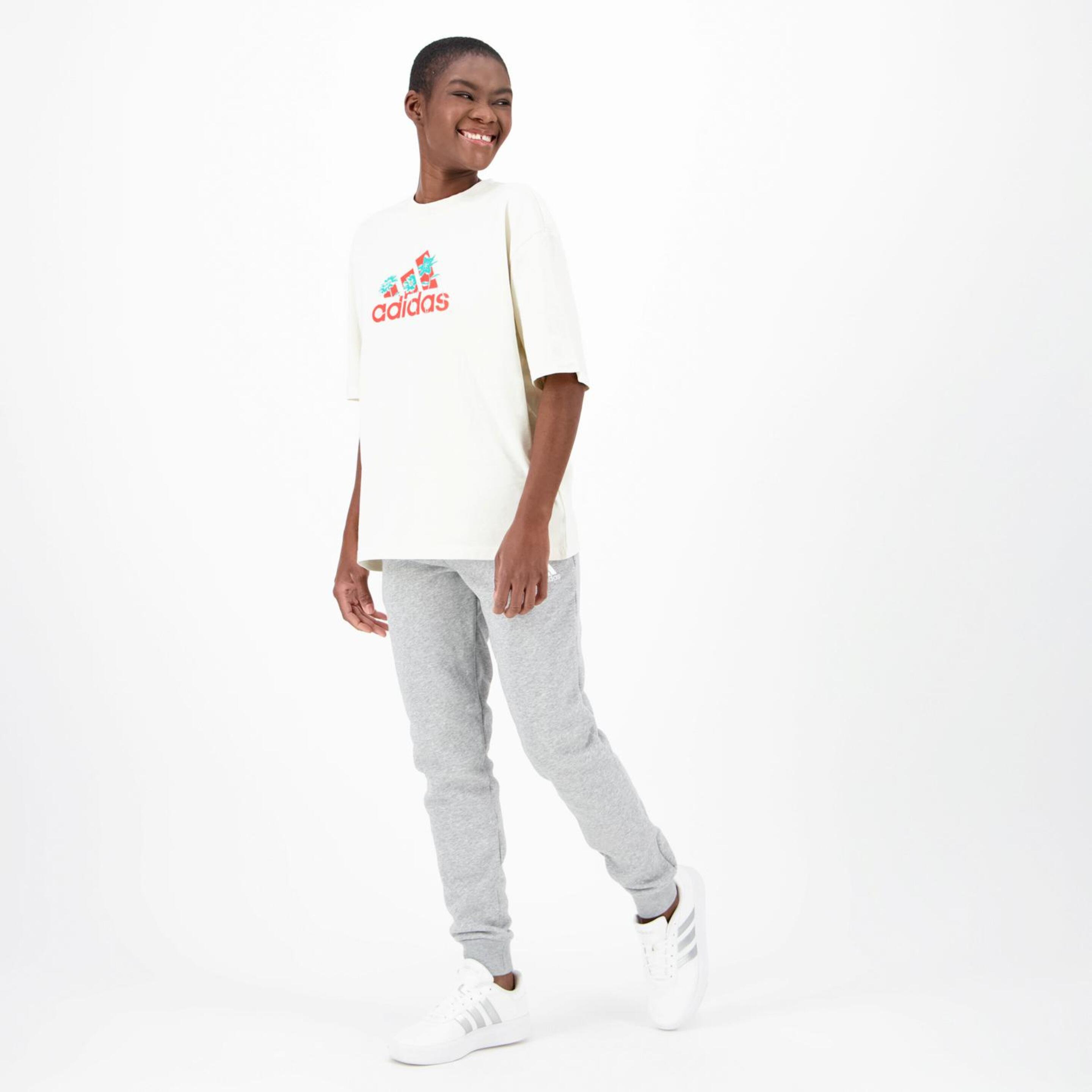 adidas Flower - Blanco - Camiseta Oversize Mujer