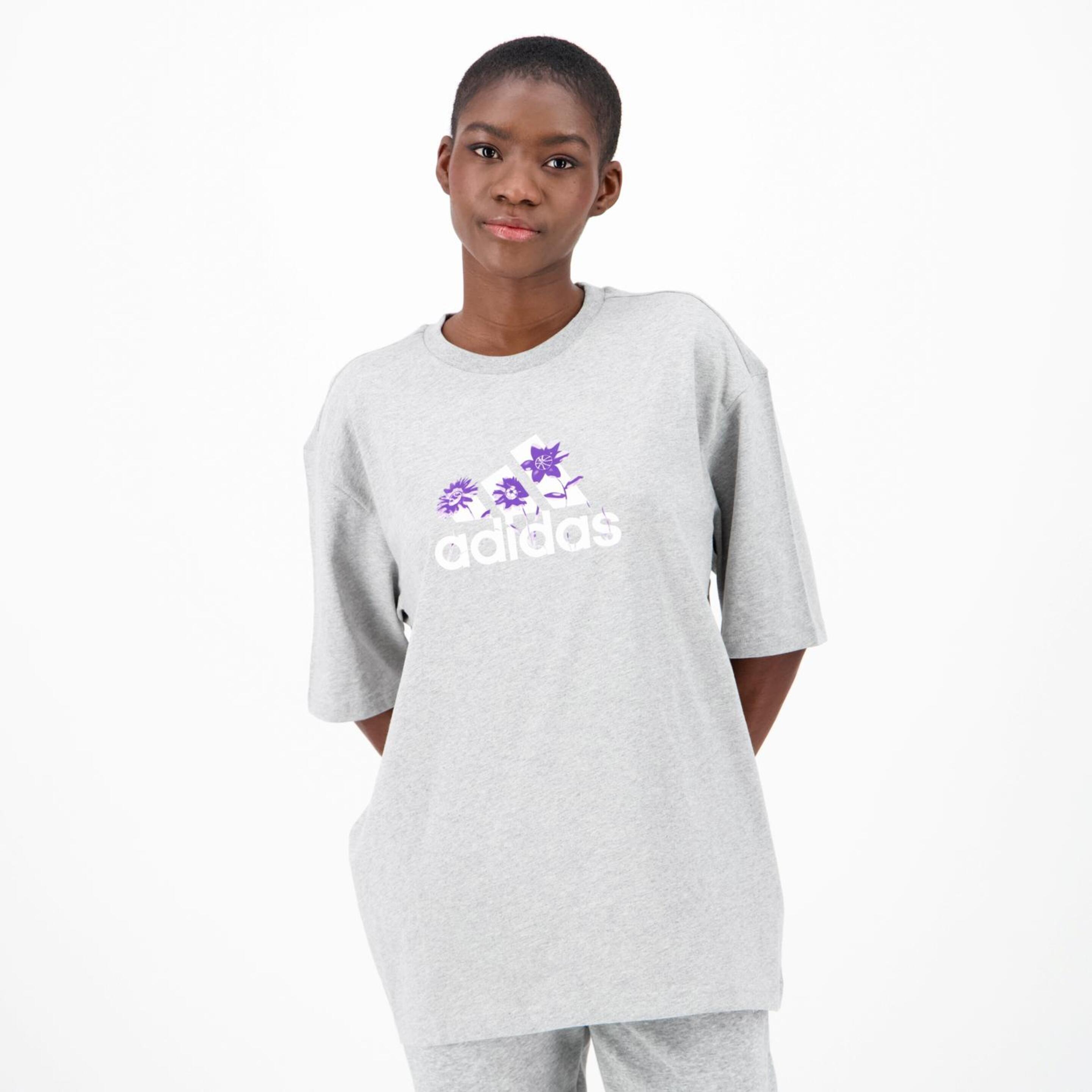 adidas Flower - gris - Camiseta Oversize Mujer