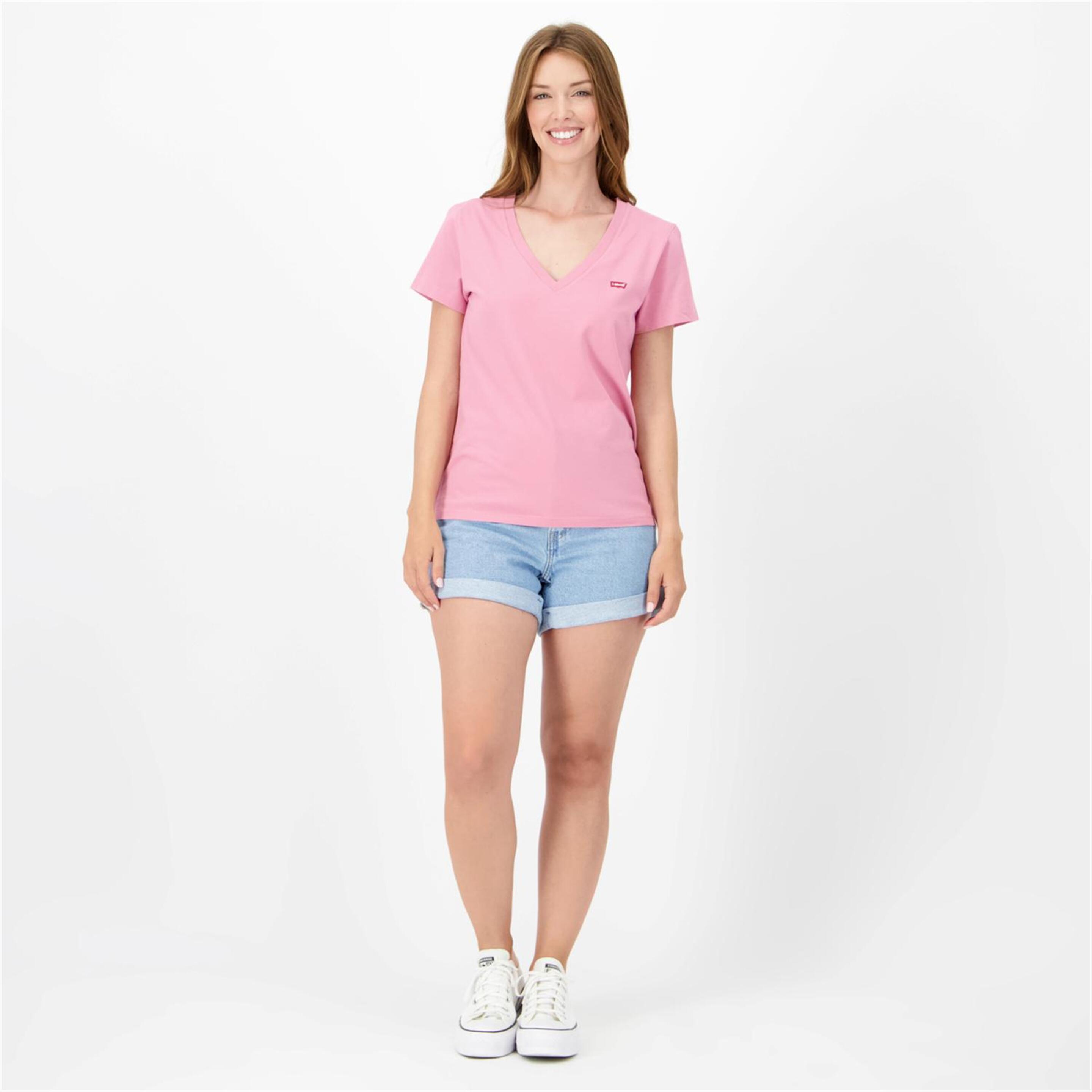 Camiseta Levi's - Rosa - Camiseta Cuello Pico Mujer